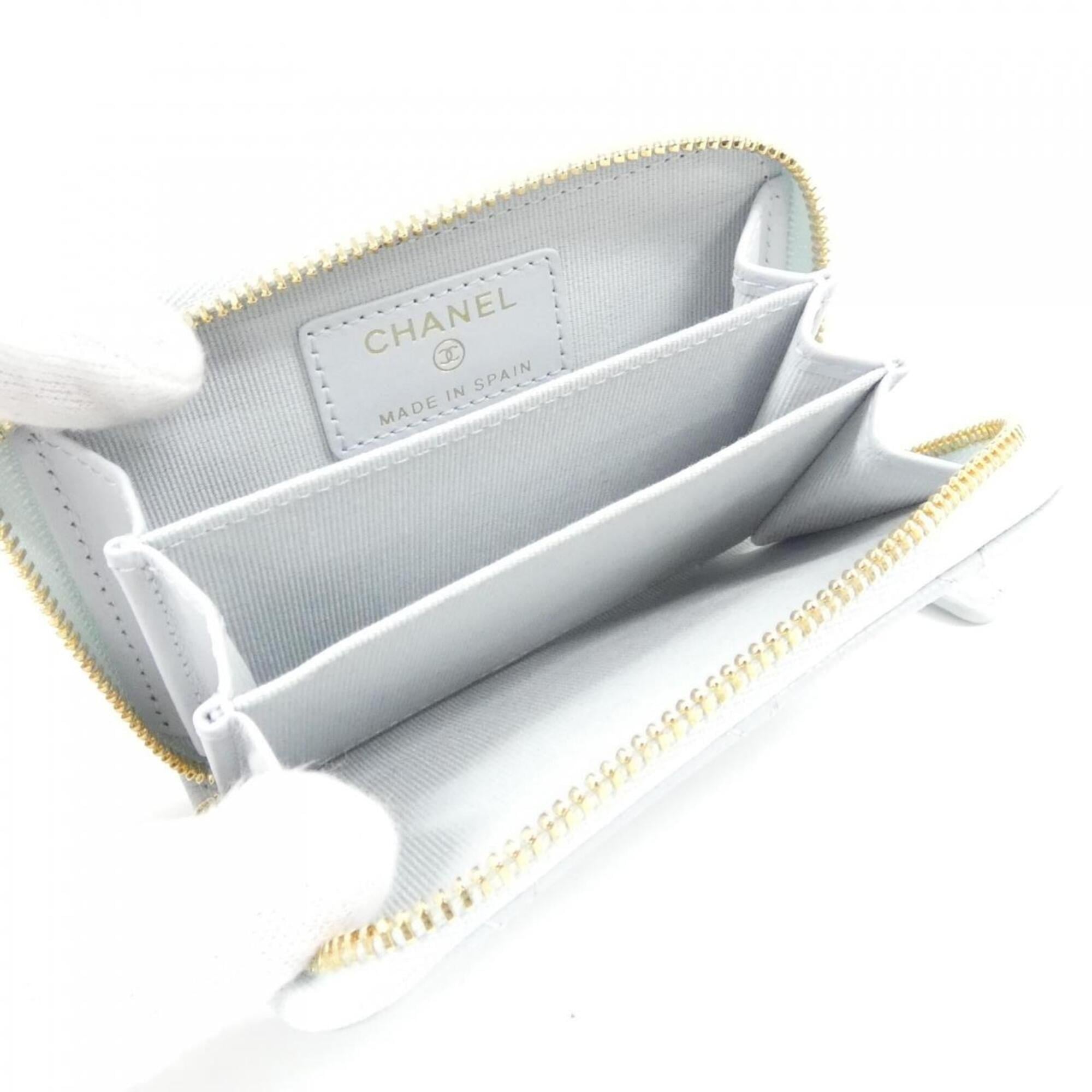 Chanel Light Blue Grained Calfskin Coin Purse/Coin Case (Pre-Owned)