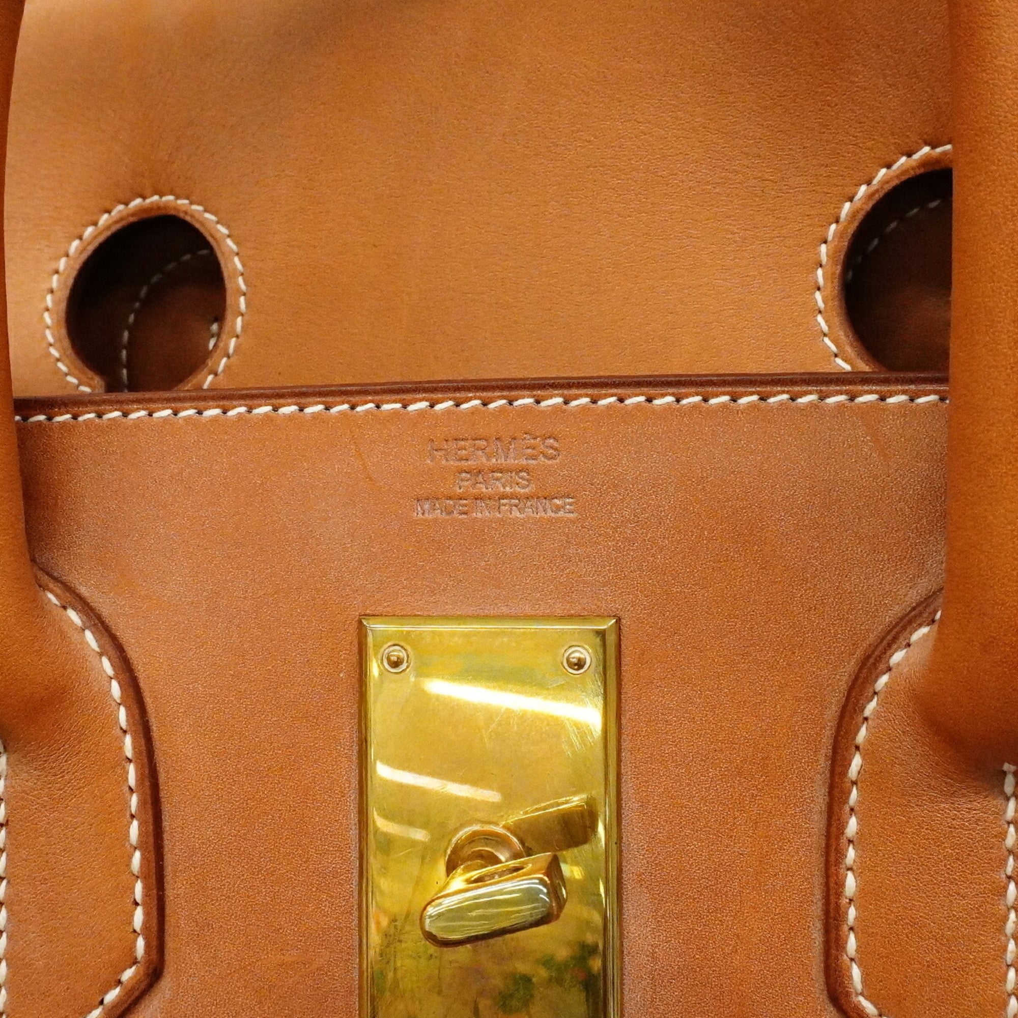 Hermes Fauve Ficelle Toile H Barenia Leather Barenia Leather Handbag (Pre-Owned)