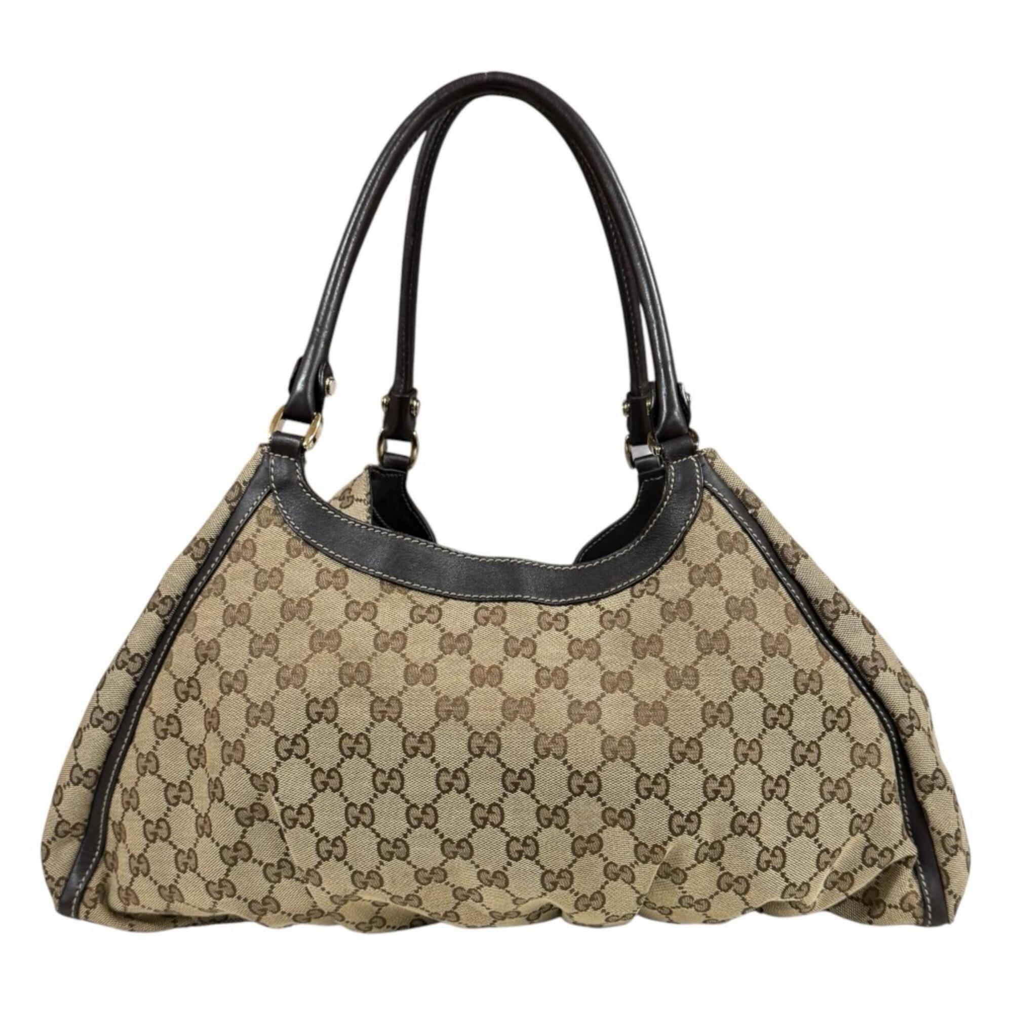 Gucci Abbey Brown Gg Canvas Tote Bag (Pre-Owned)