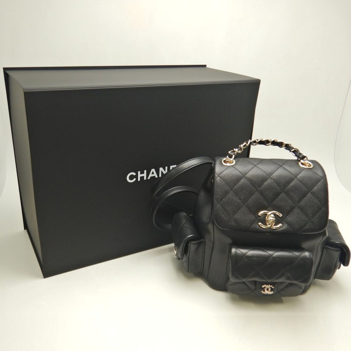 Chanel Black Grained Calfskin Backpack (Pre-Owned)