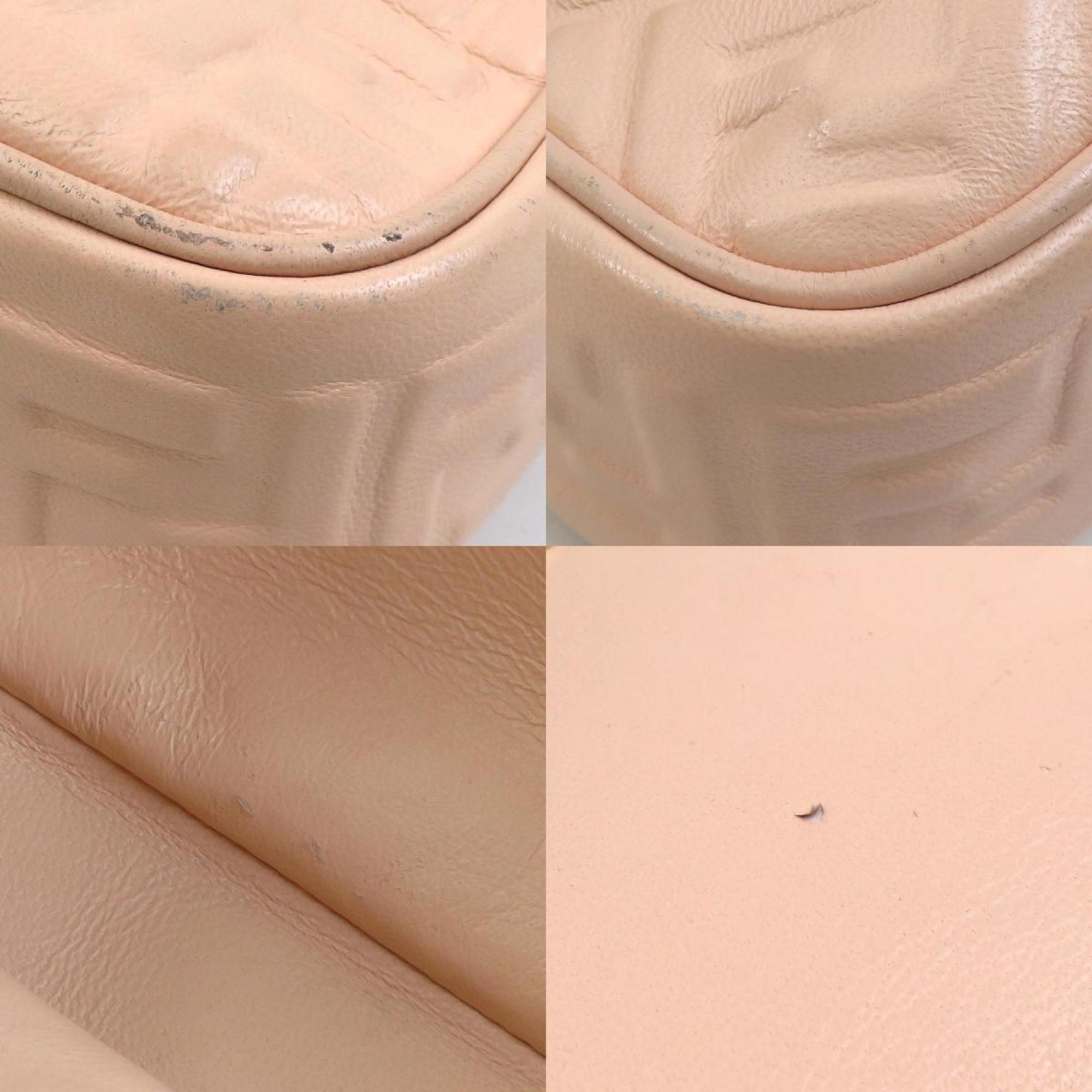 Fendi Pink Beige Leather Shoulder Bag (Pre-Owned)