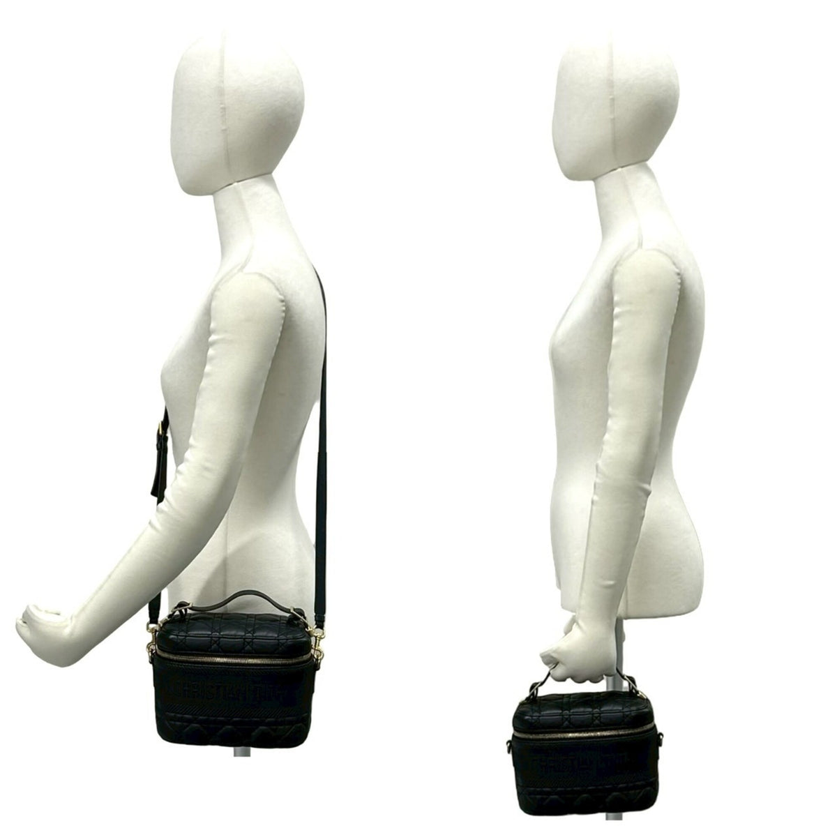 Christian Dior Black Leather Shoulder Bag Vanity Bag (Pre-Owned)