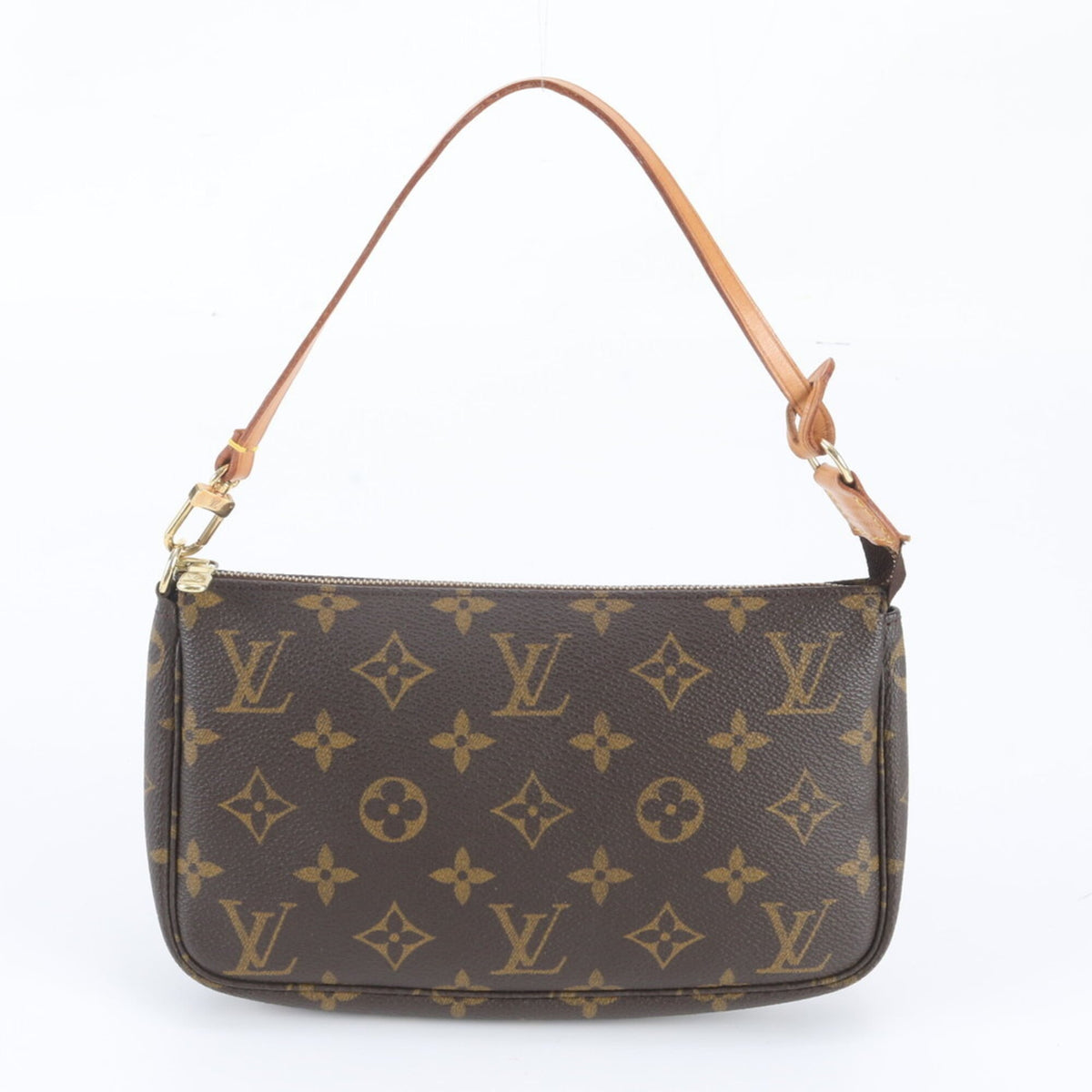 Louis Vuitton Brown Leather Coated Canvas Handbag Pochette (Pre-Owned)
