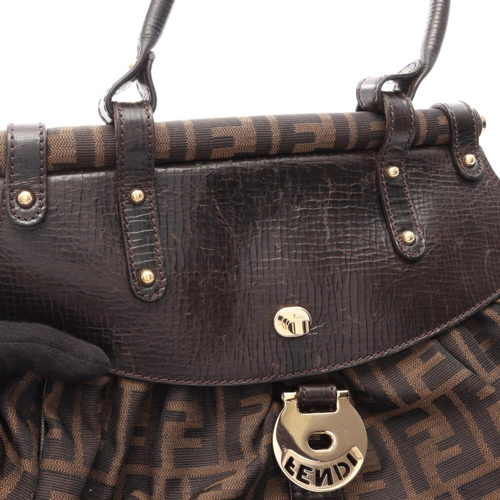 Fendi Brown Canvas Leather Handbag (Pre-Owned)
