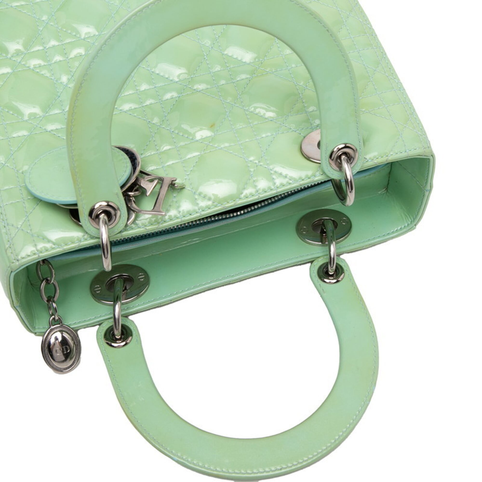 Christian Dior Green Patent Leather Handbag Shoulder Bag (Pre-Owned)
