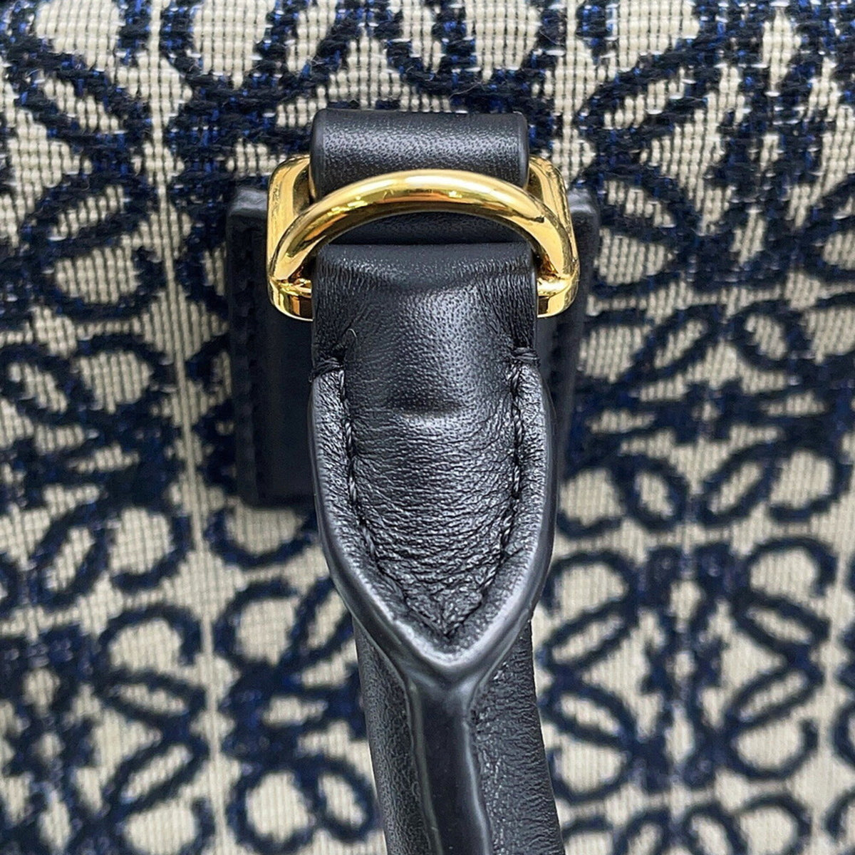 Loewe Amazona Black Gray Canvas Leather Handbag Shoulder Bag (Pre-Owned)