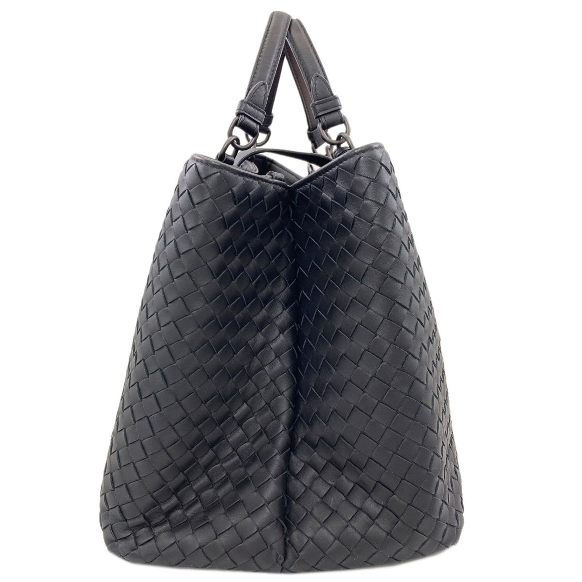 Bottega Veneta Intrecciato Black Leather Tote Bag (Pre-Owned)