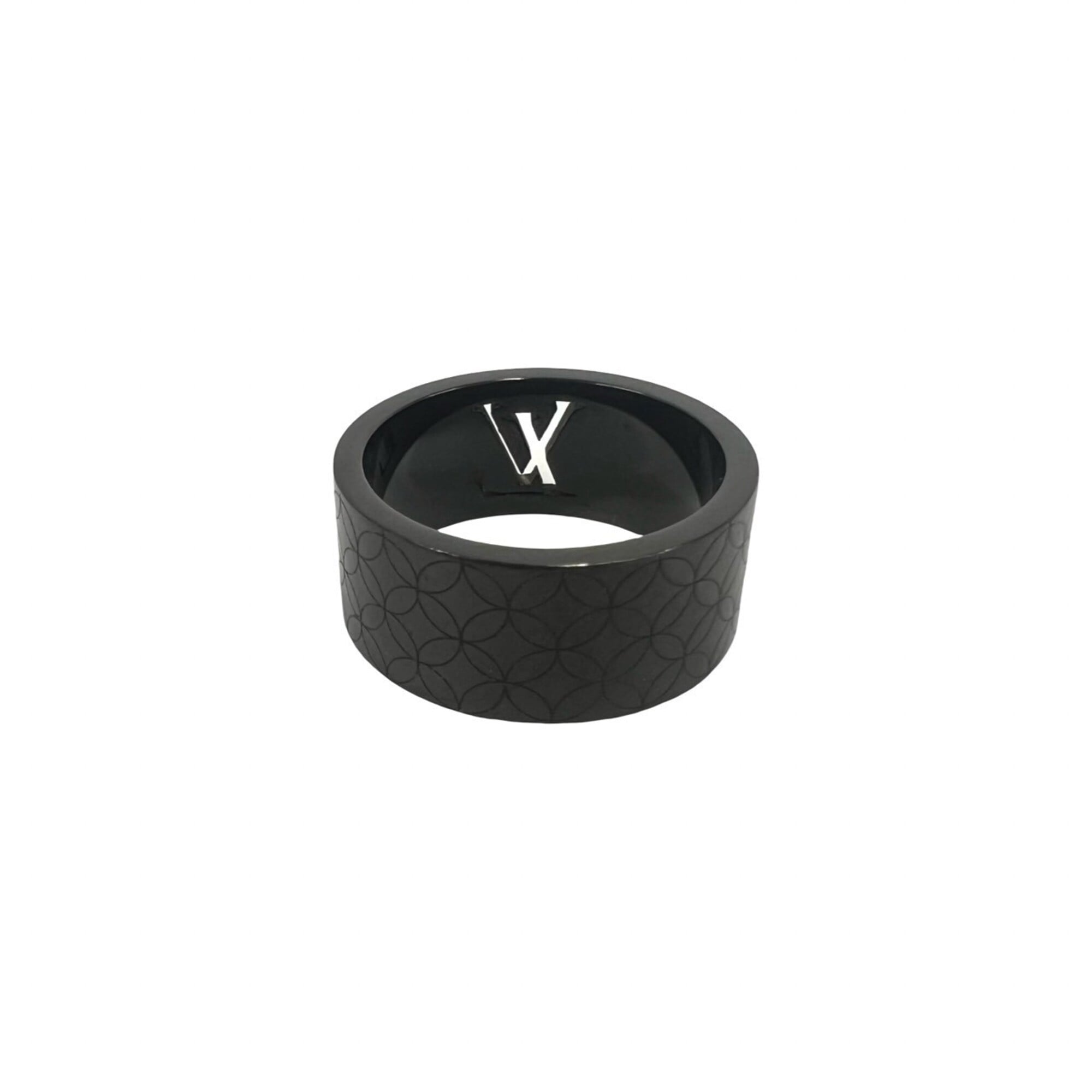 Louis Vuitton Black Stainless Steel Band Ring (Pre-Owned)