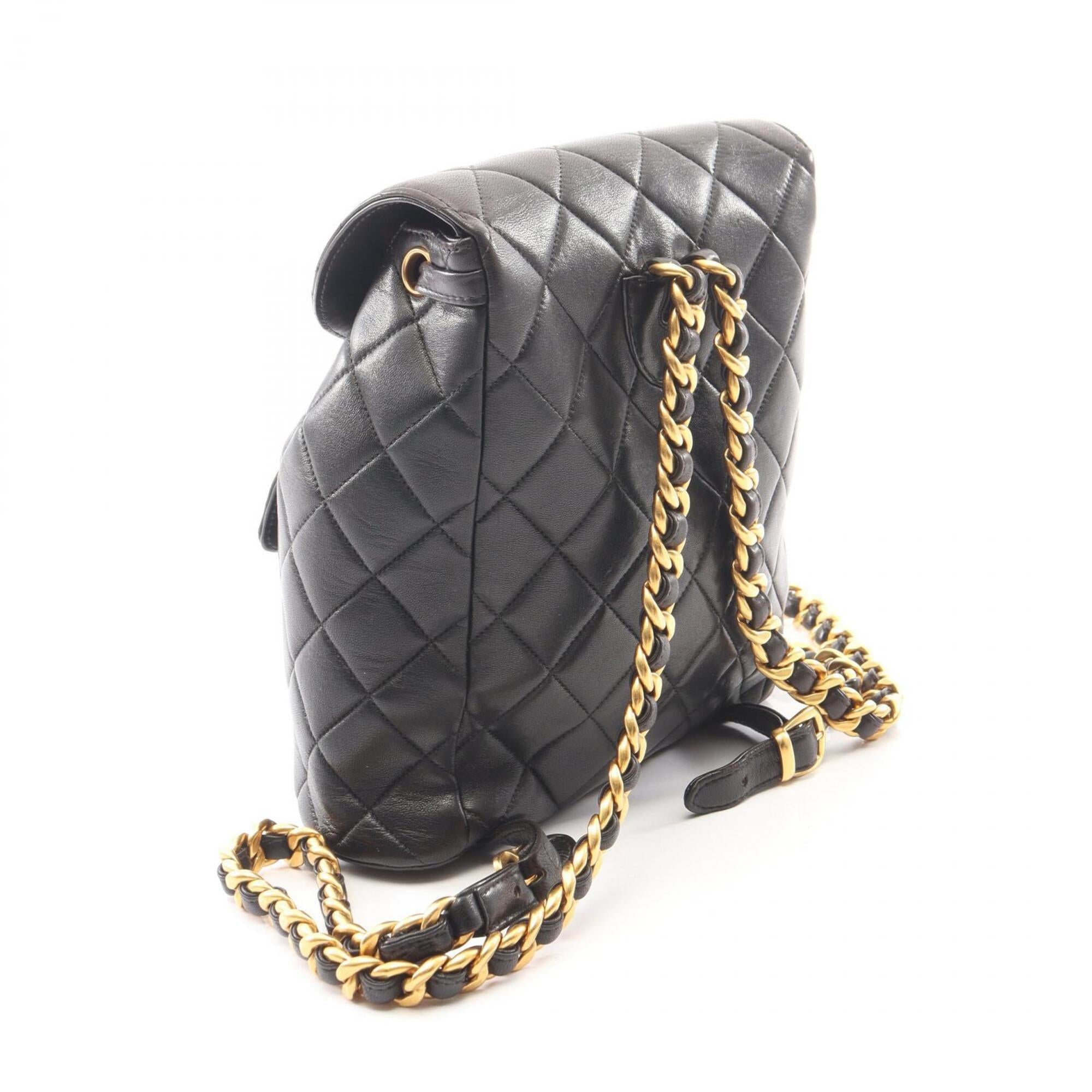 Chanel Black Leather Backpack Handbag (Pre-Owned)