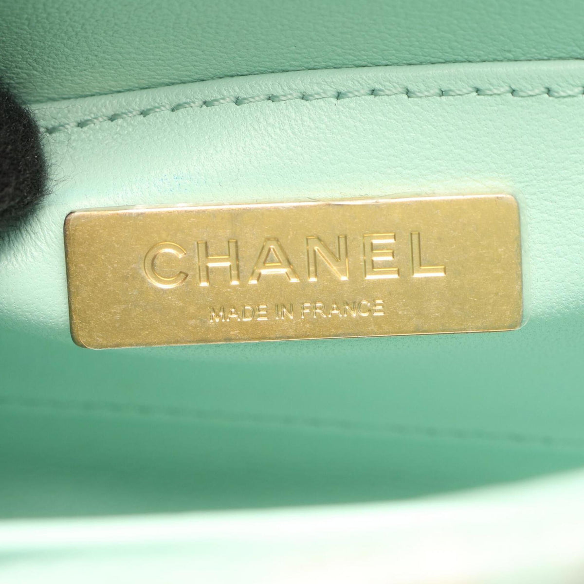 Chanel Green White Fabric Leather Handbag Shoulder Bag (Pre-Owned)