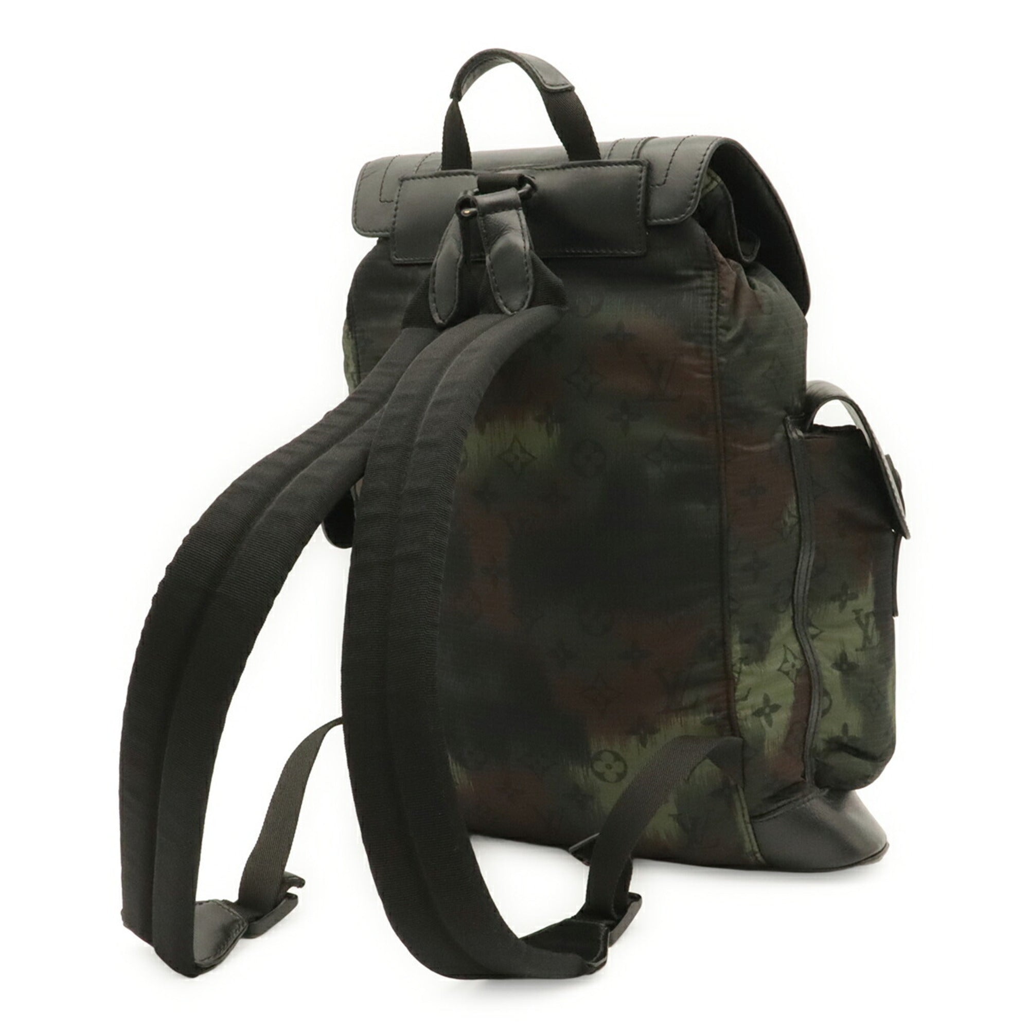 Louis Vuitton Black Green Multi-Color Nylon Leather Backpack (Pre-Owned)