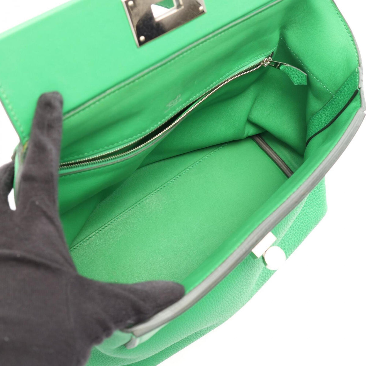 Hermes Bambou Green Togo Leather Swift Leather Handbag (Pre-Owned)