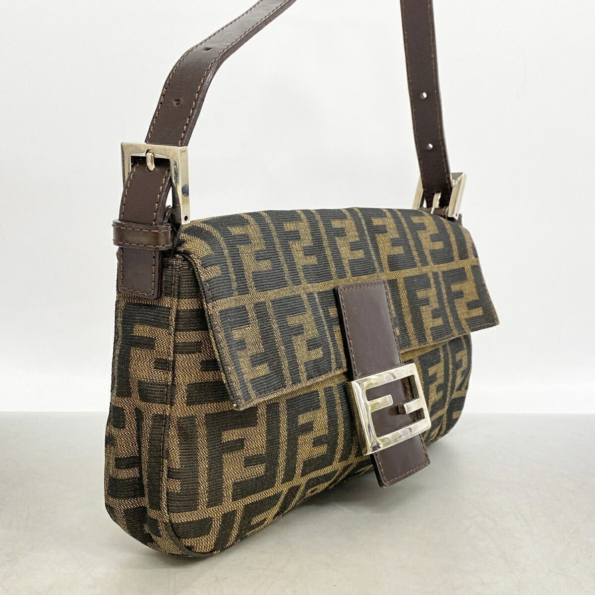 Fendi Brown Nylon Canvas Handbag (Pre-Owned)