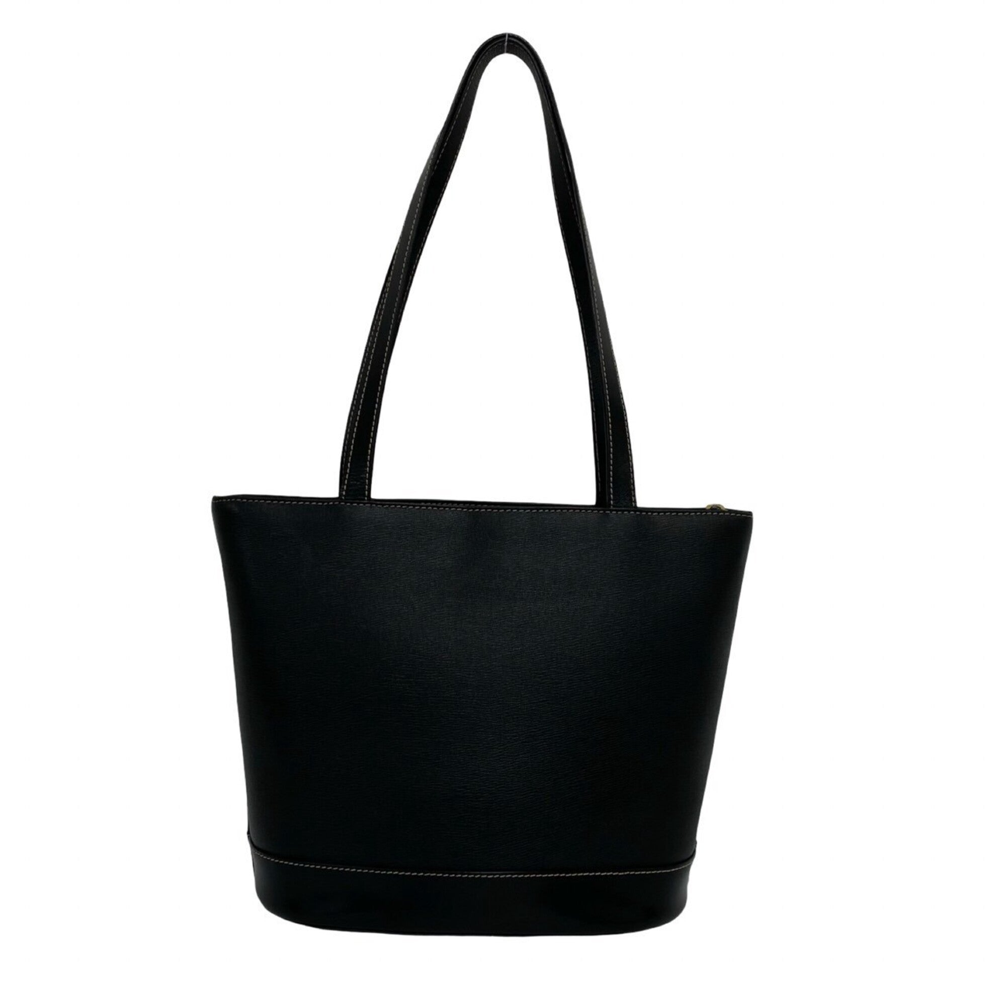 Burberry Black Leather Handbag Tote Bag (Pre-Owned)