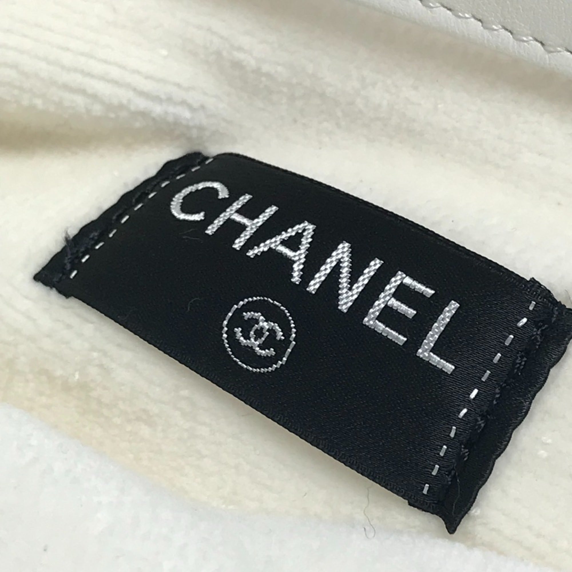Chanel White Yellow Cotton Leather Beach Bag Shoulder Bag Tote Bag (Pre-Owned)
