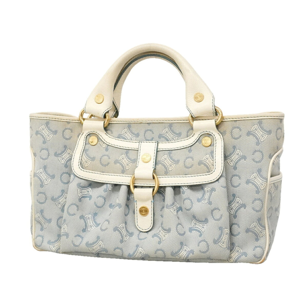 Celine Ivory Light Blue Canvas Handbag (Pre-Owned)