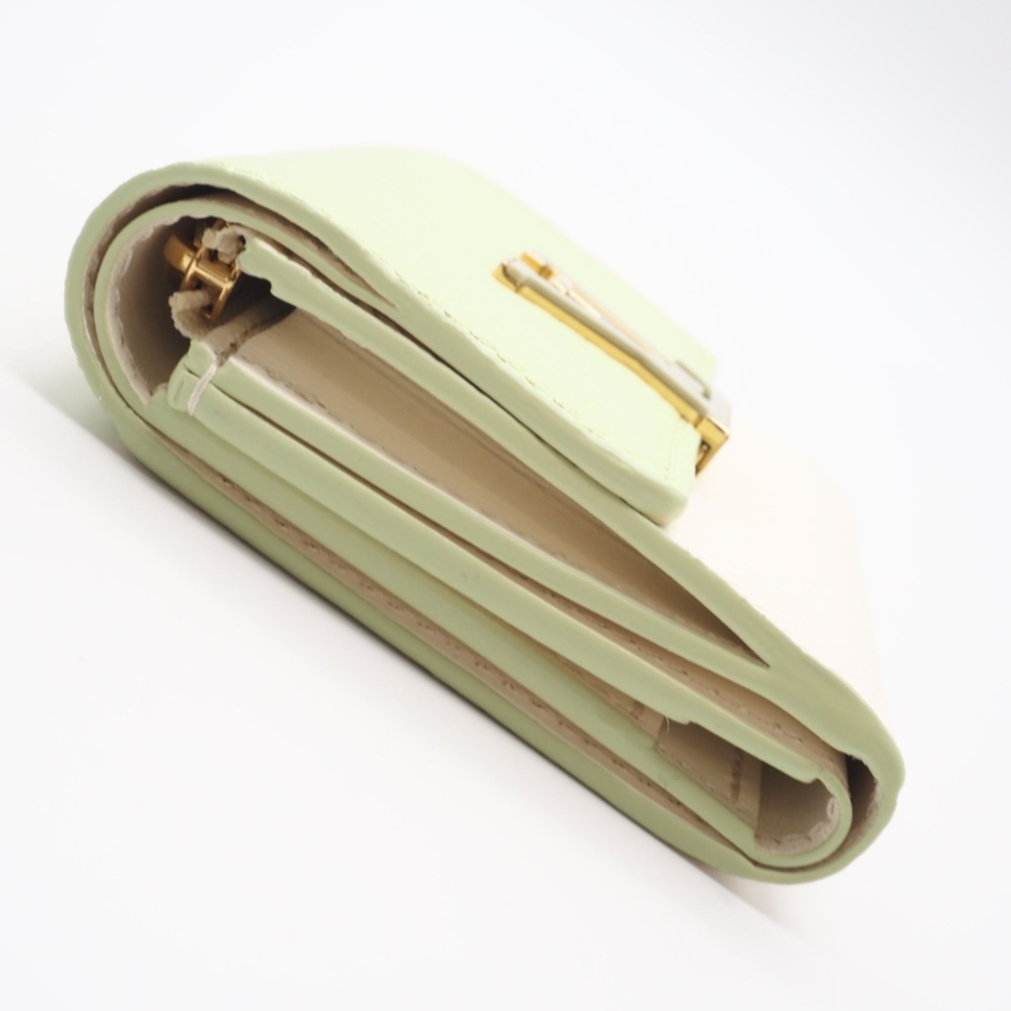 Louis Vuitton Green White Leather Wallet (Tri-Fold) (Pre-Owned)