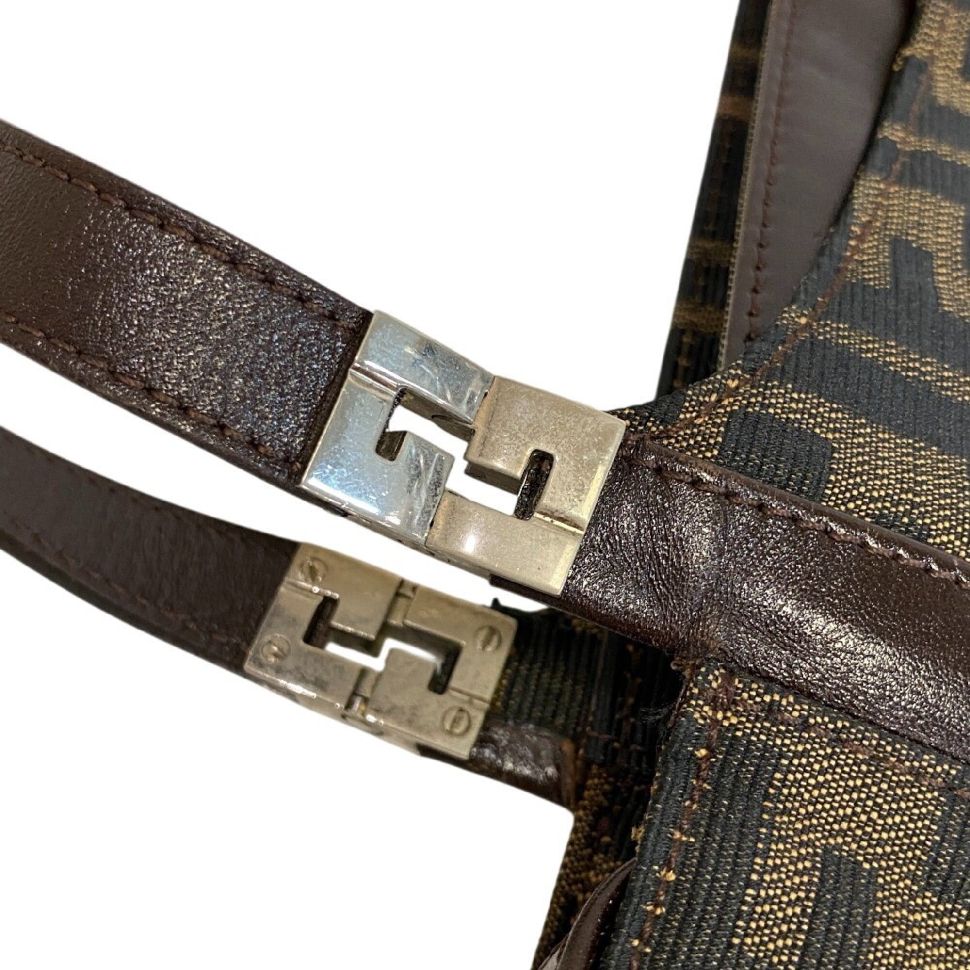 Fendi Zucca Brown Leather Handbag (Pre-Owned)