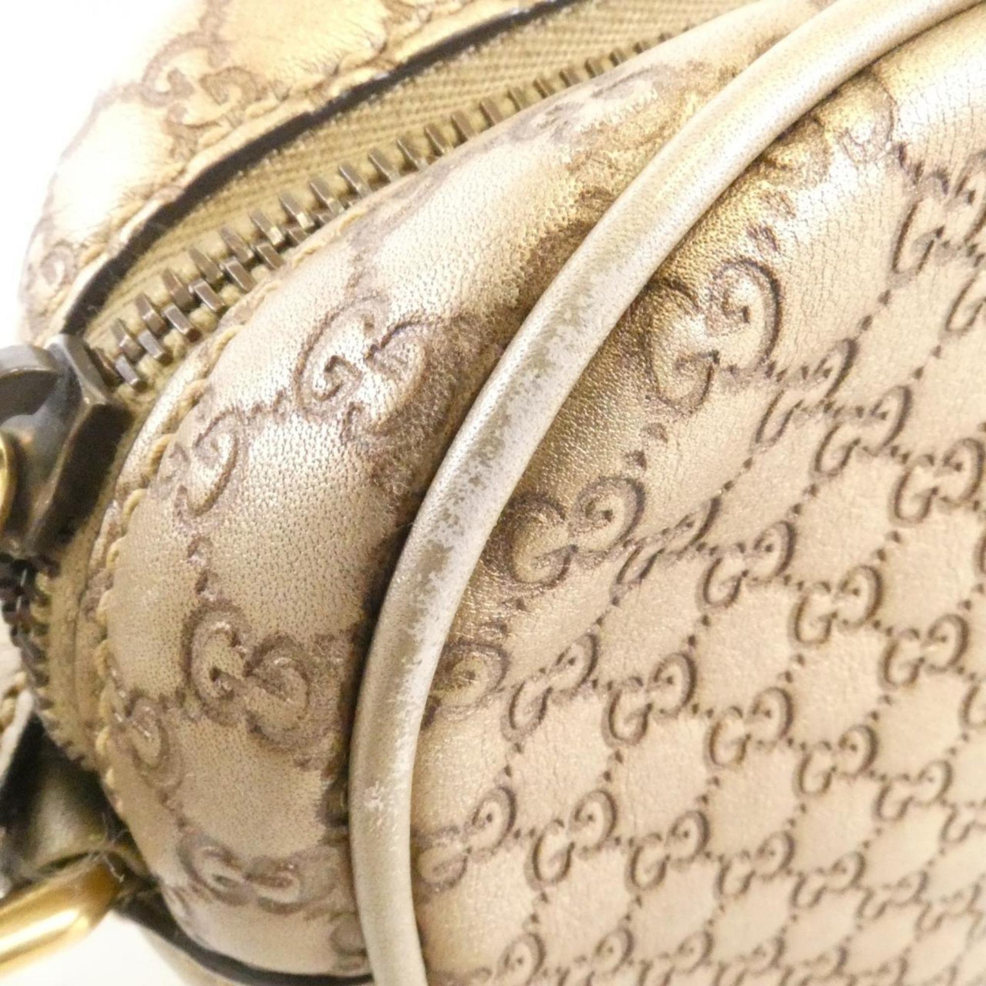 Gucci Gold Micro Gg Leather Shoulder Bag (Pre-Owned)