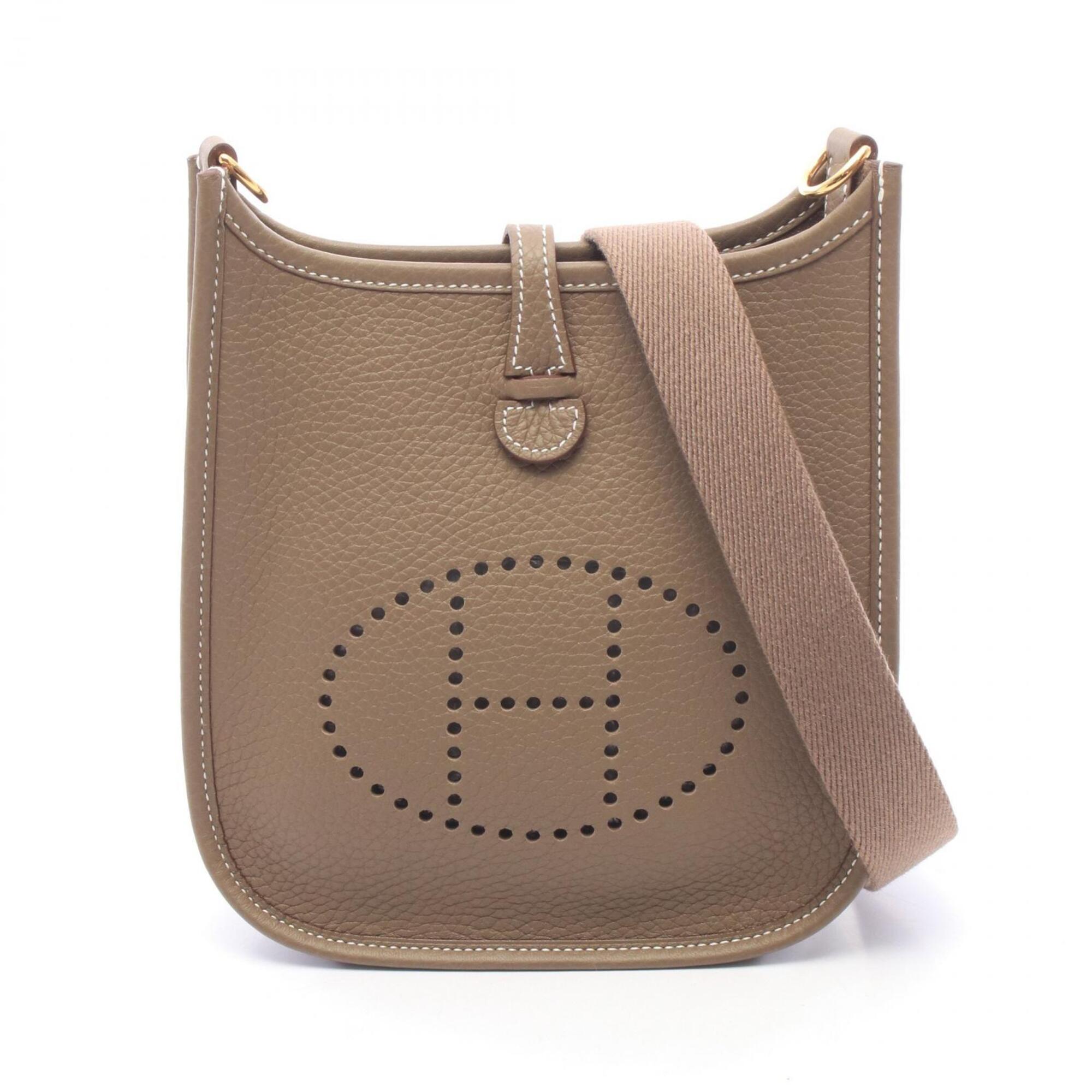 Hermes Etoupe Gray Taurillon Clemence Leather Handbag Shoulder Bag (Pre-Owned)