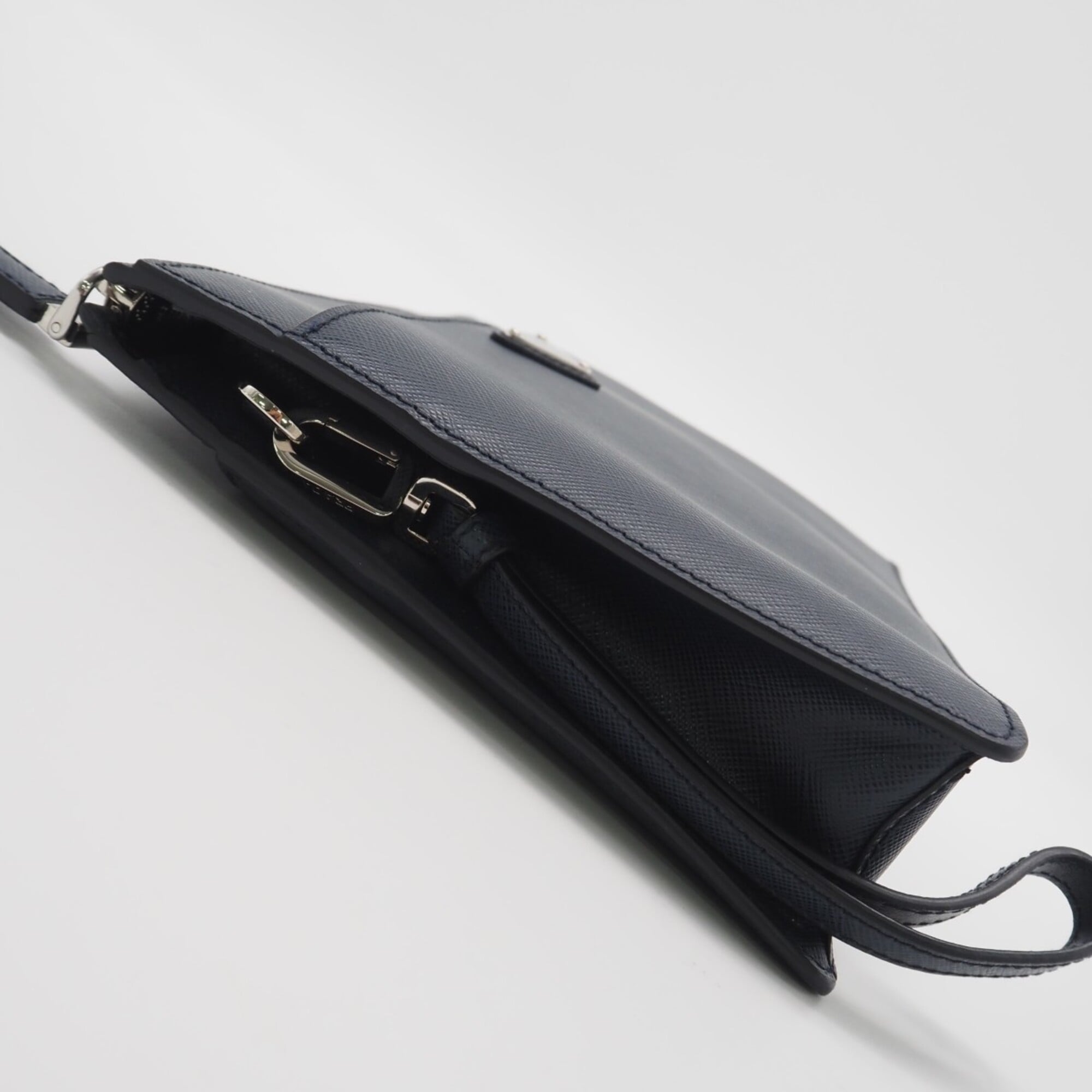 Prada Saffiano Navy Saffiano Pouch (Pre-Owned)