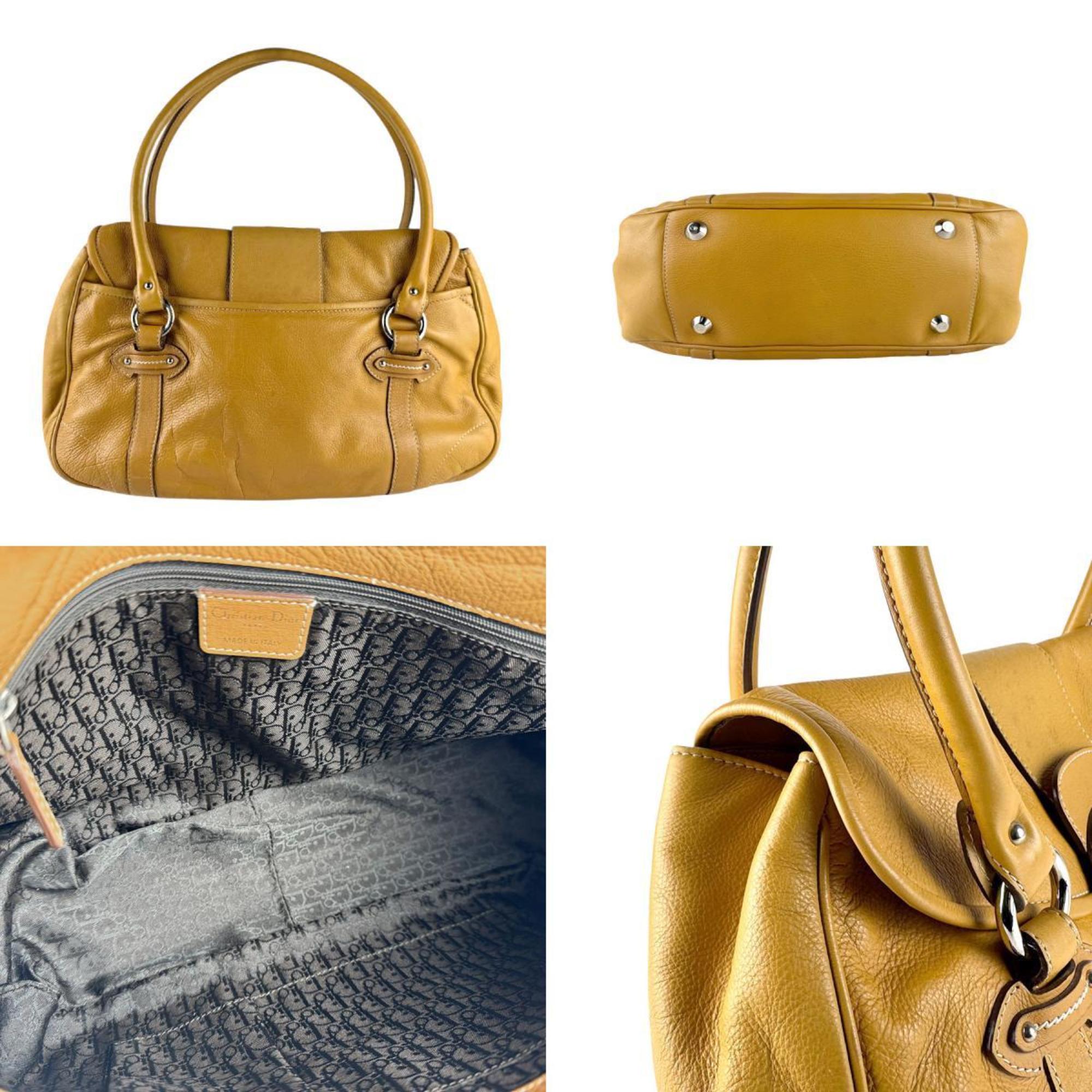 Christian Dior Mustard Yellow Leather Shoulder Bag (Pre-Owned)