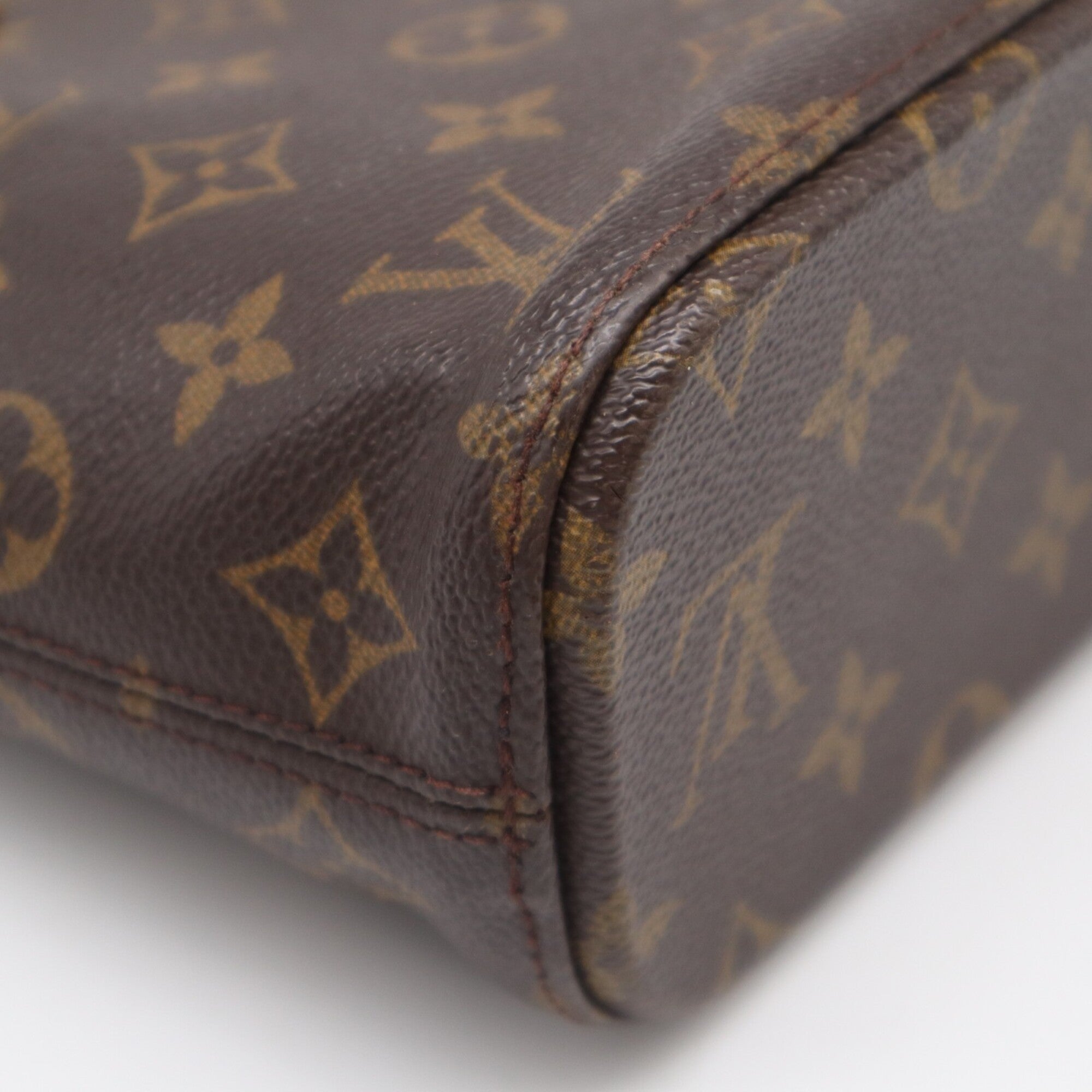 Louis Vuitton Monogram Beige Brown Coated Canvas Leather Handbag (Pre-Owned)