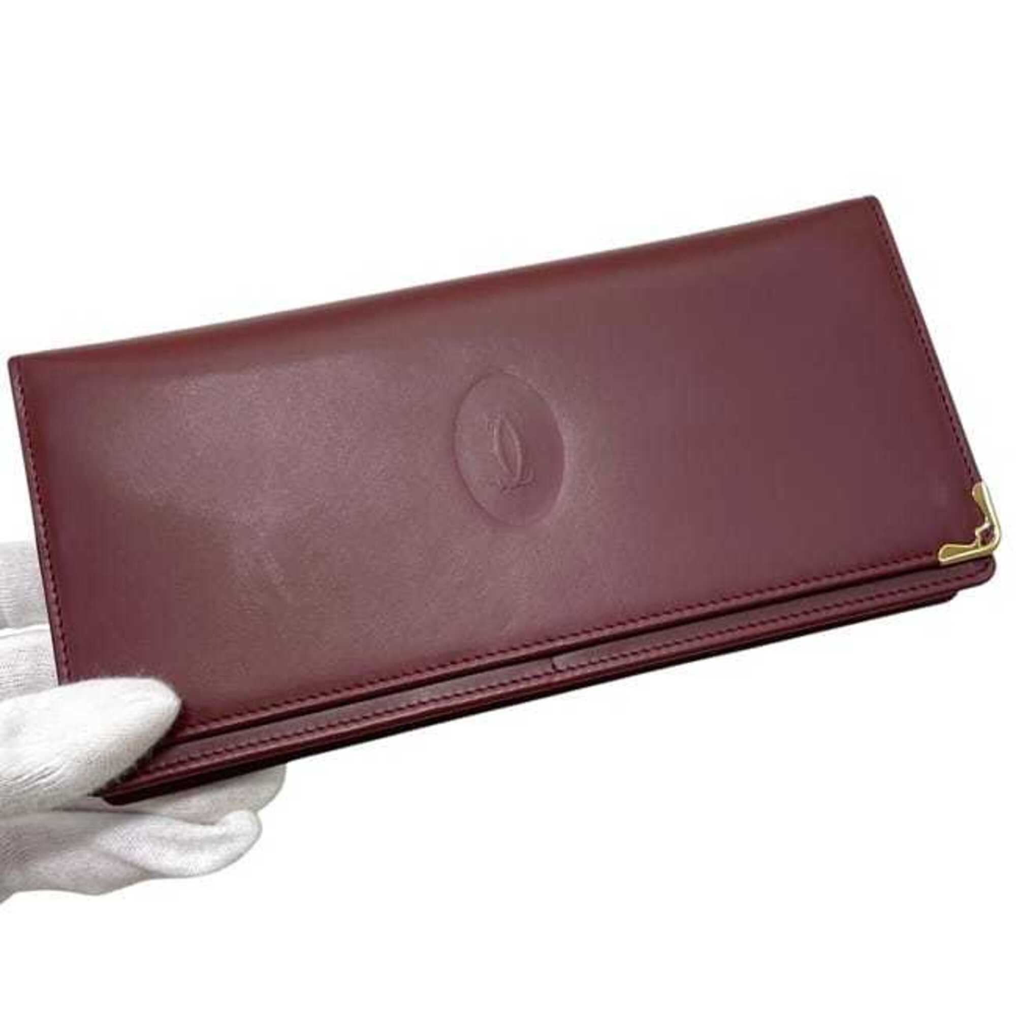 Cartier Must Bordeaux Leather Long Wallet (Bi-Fold) (Pre-Owned)