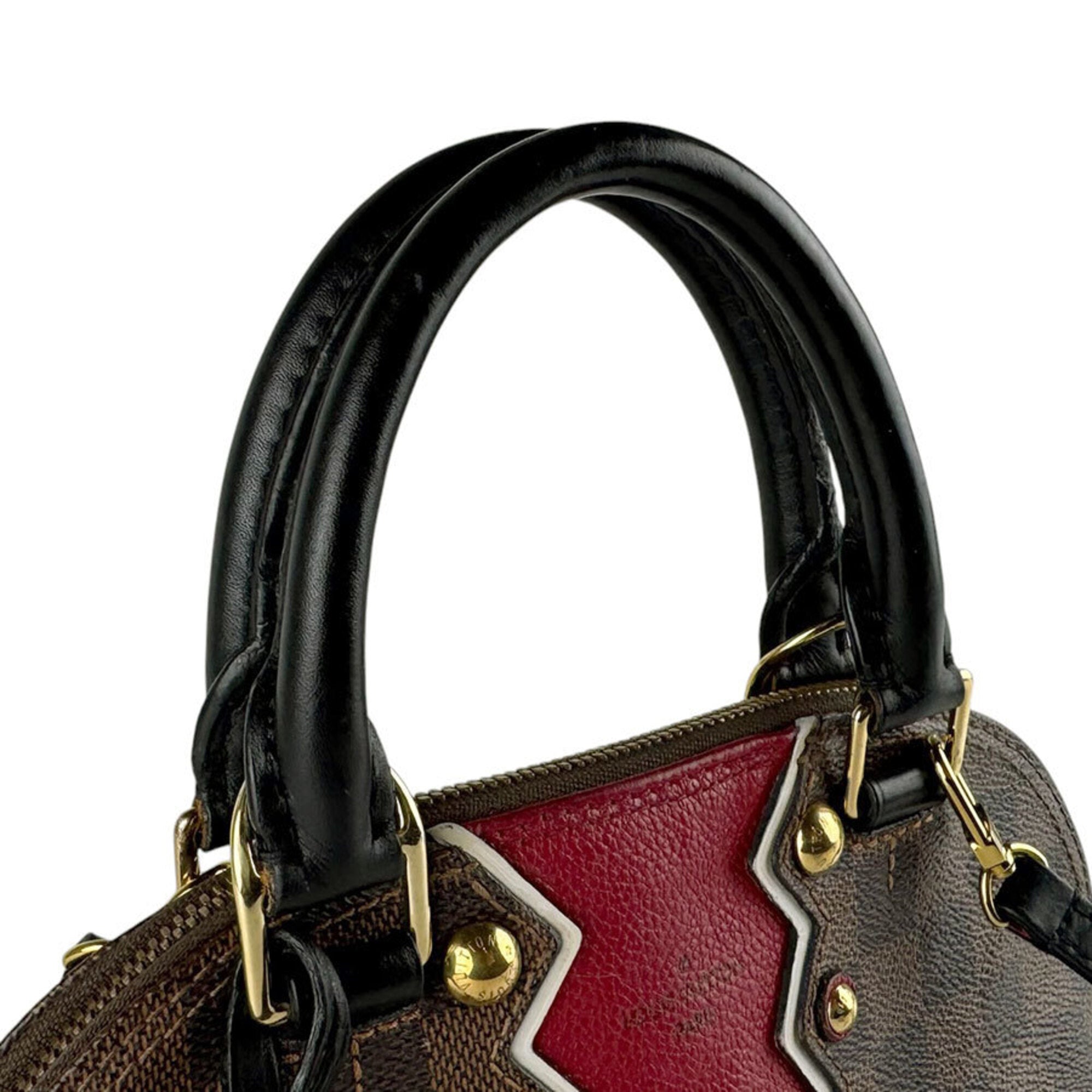 Louis Vuitton Black Brown Red Color Damier Canvas Handbag Shoulder Bag (Pre-Owned)