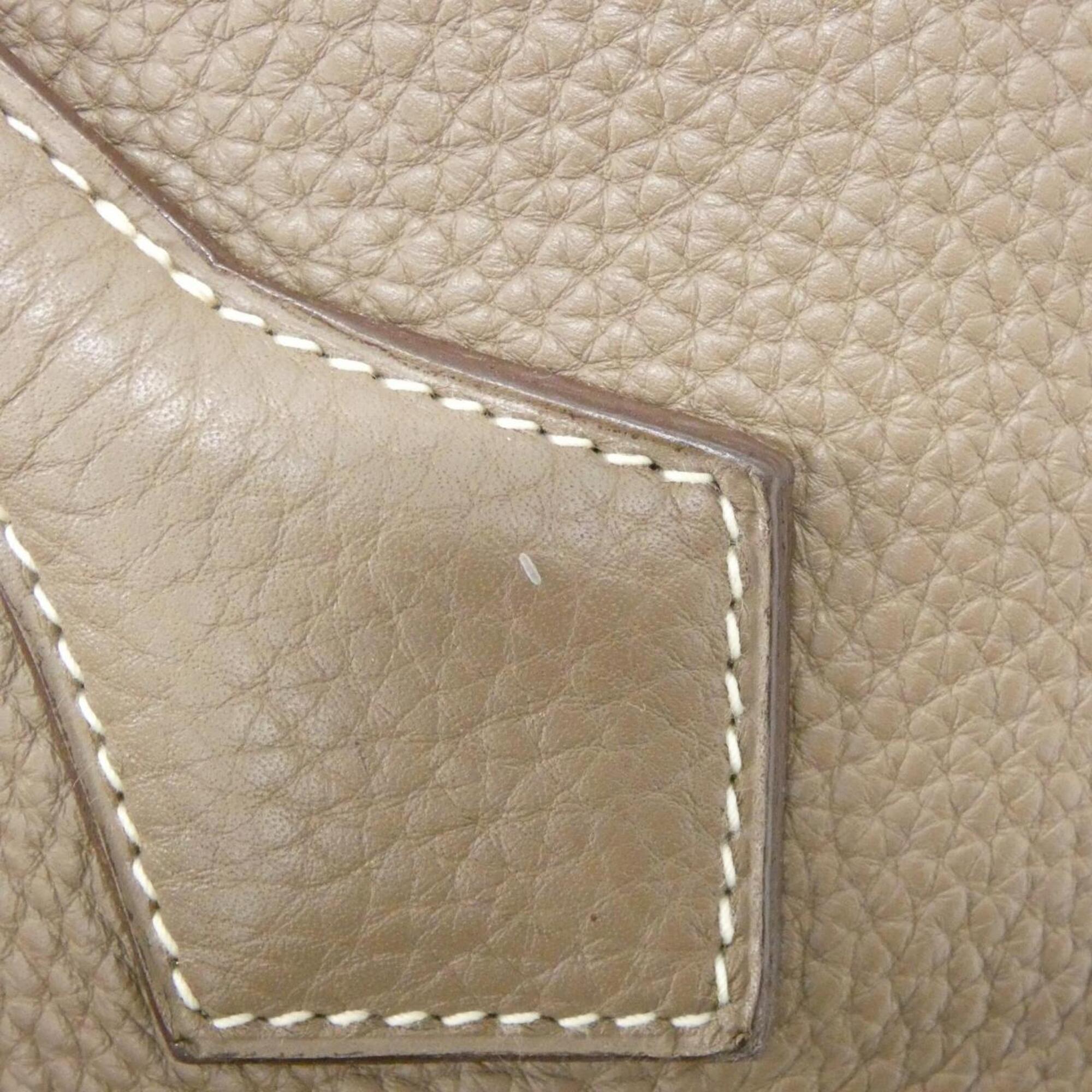 Hermes Etoupe Gray Taurillon Clemence Leather Handbag (Pre-Owned)