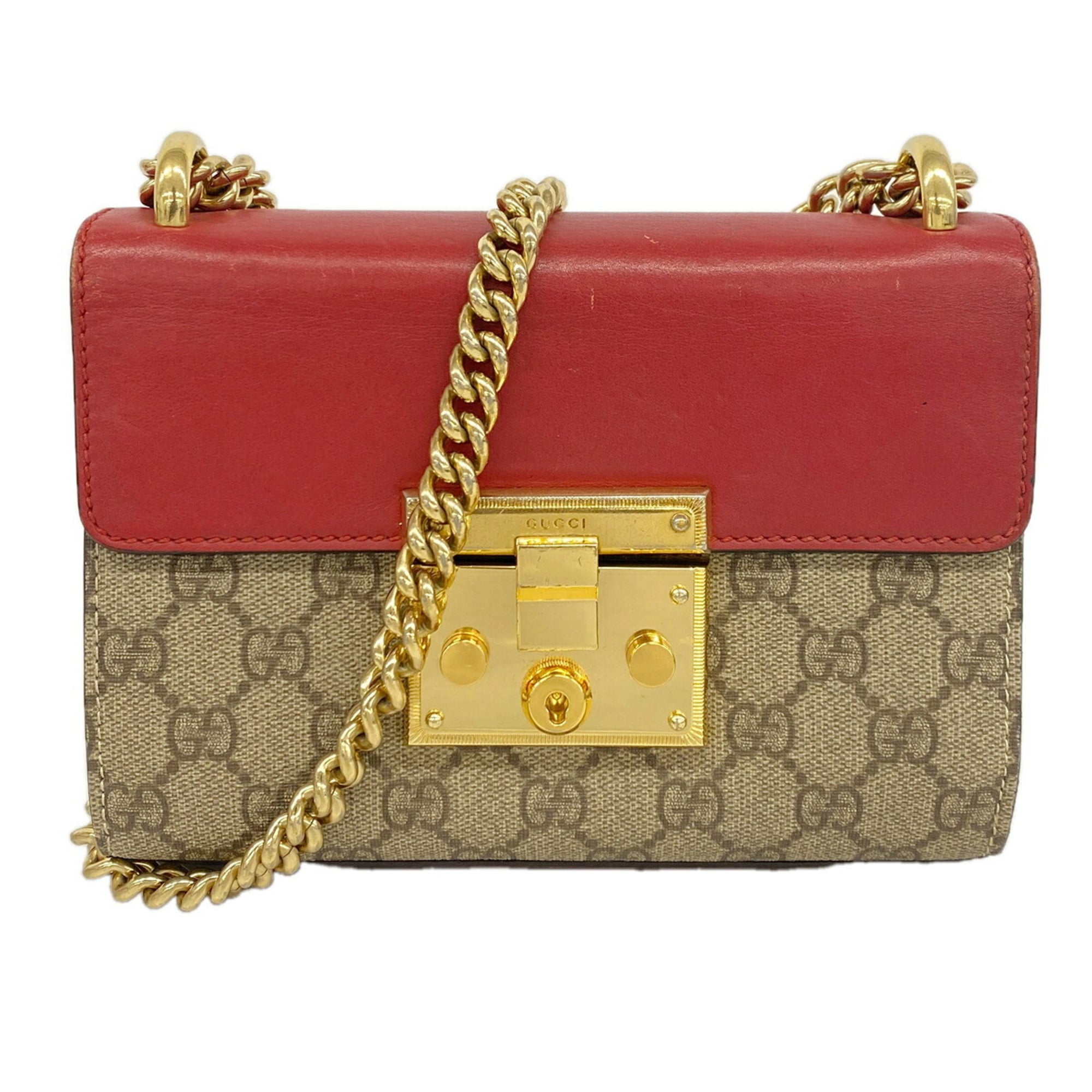 Gucci Brown Red Color Pvc Shoulder Bag (Pre-Owned)