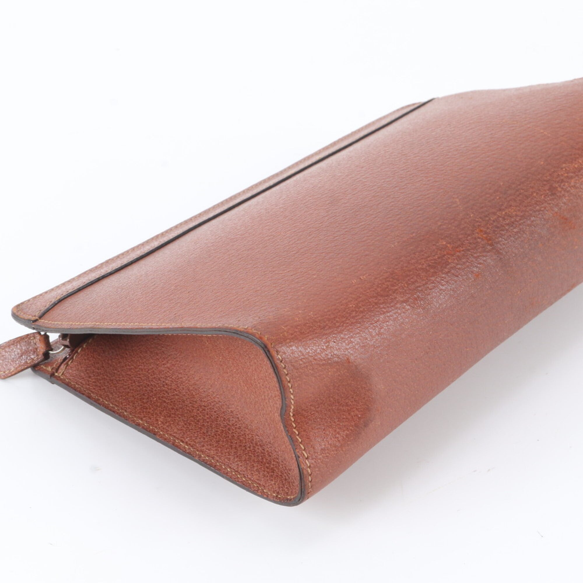 Gucci Brown Leather Clutch Bag Pouch (Pre-Owned)
