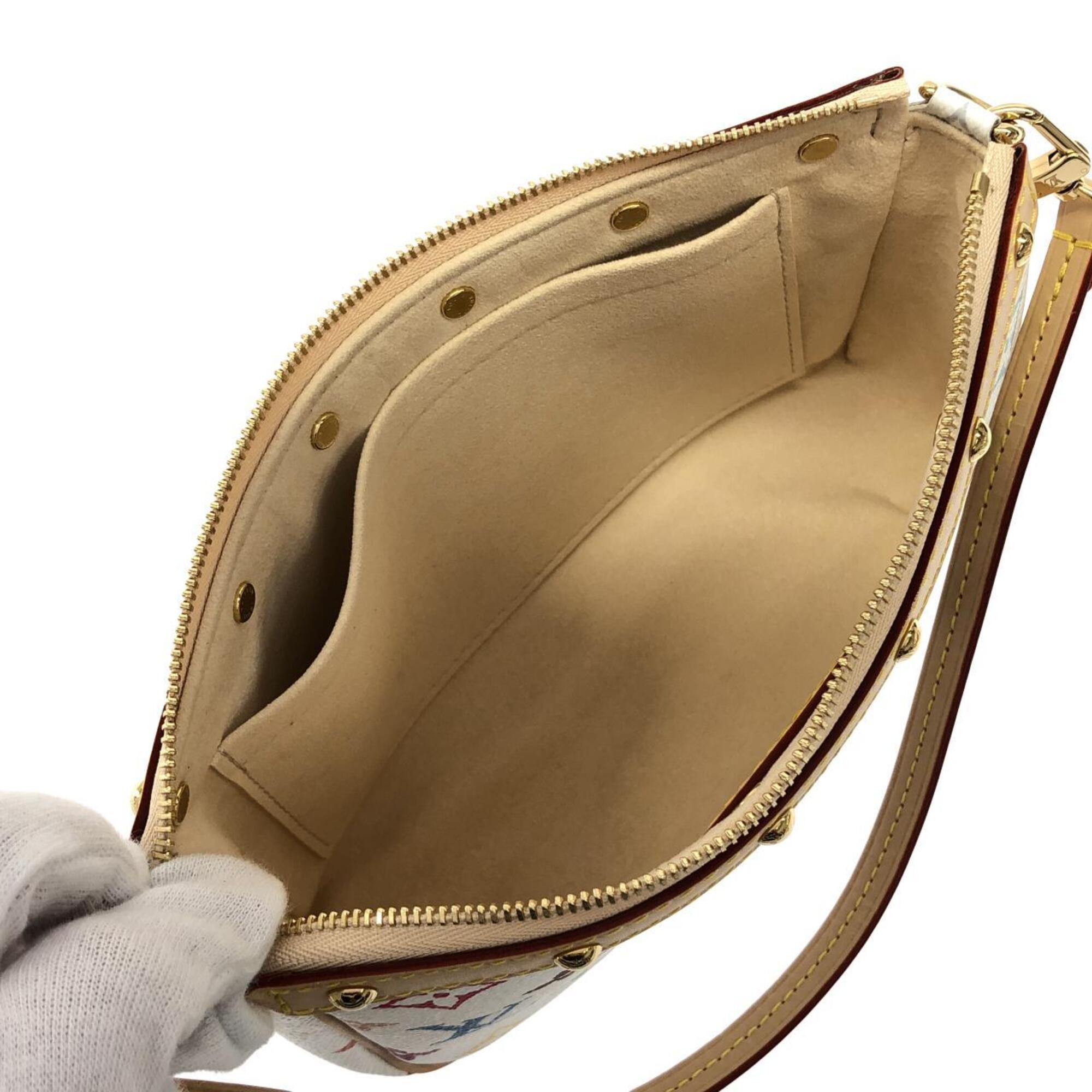 Louis Vuitton White Coated Canvas Pochette Pouch (Pre-Owned)