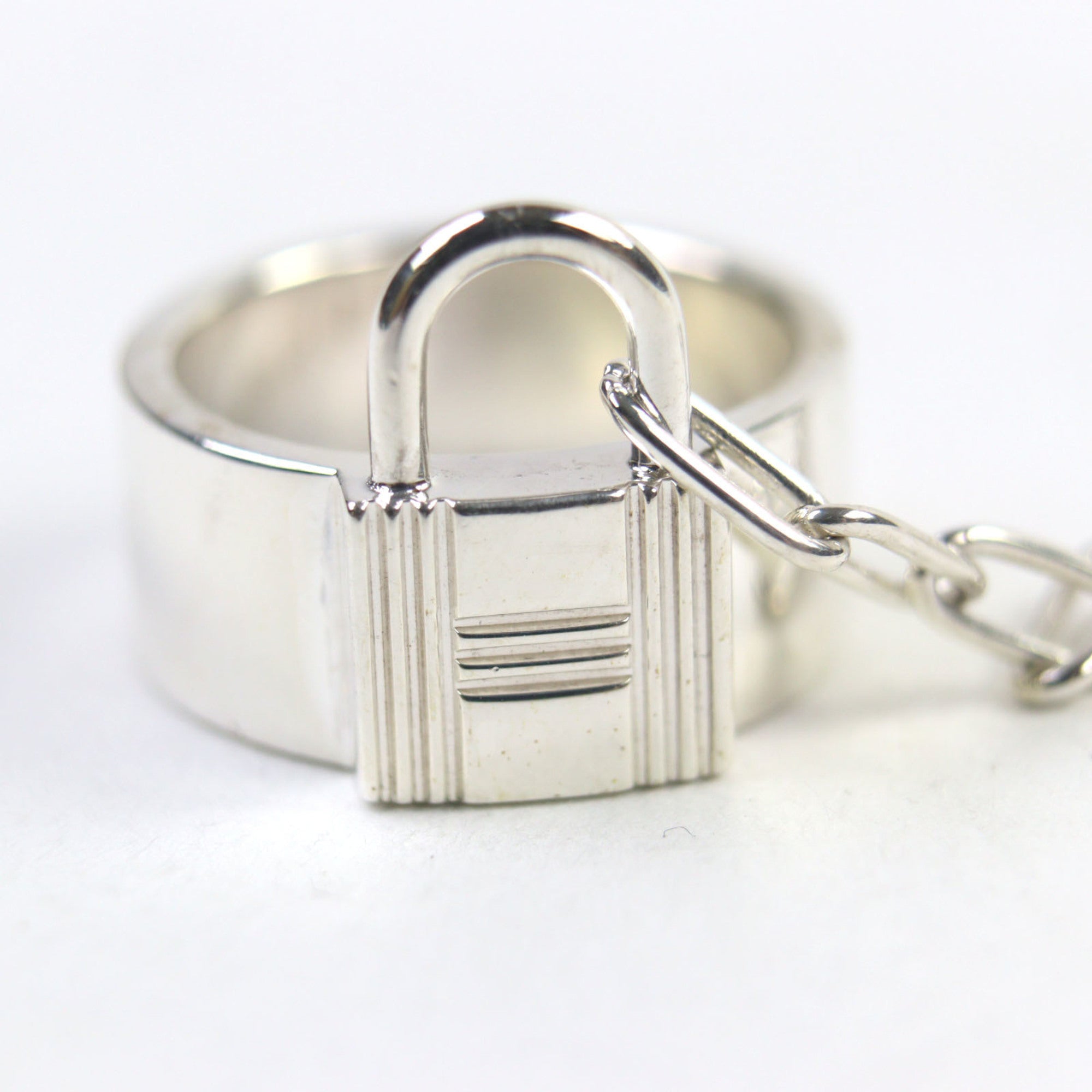 Hermes Silver Silver 925 Band Ring (Pre-Owned)