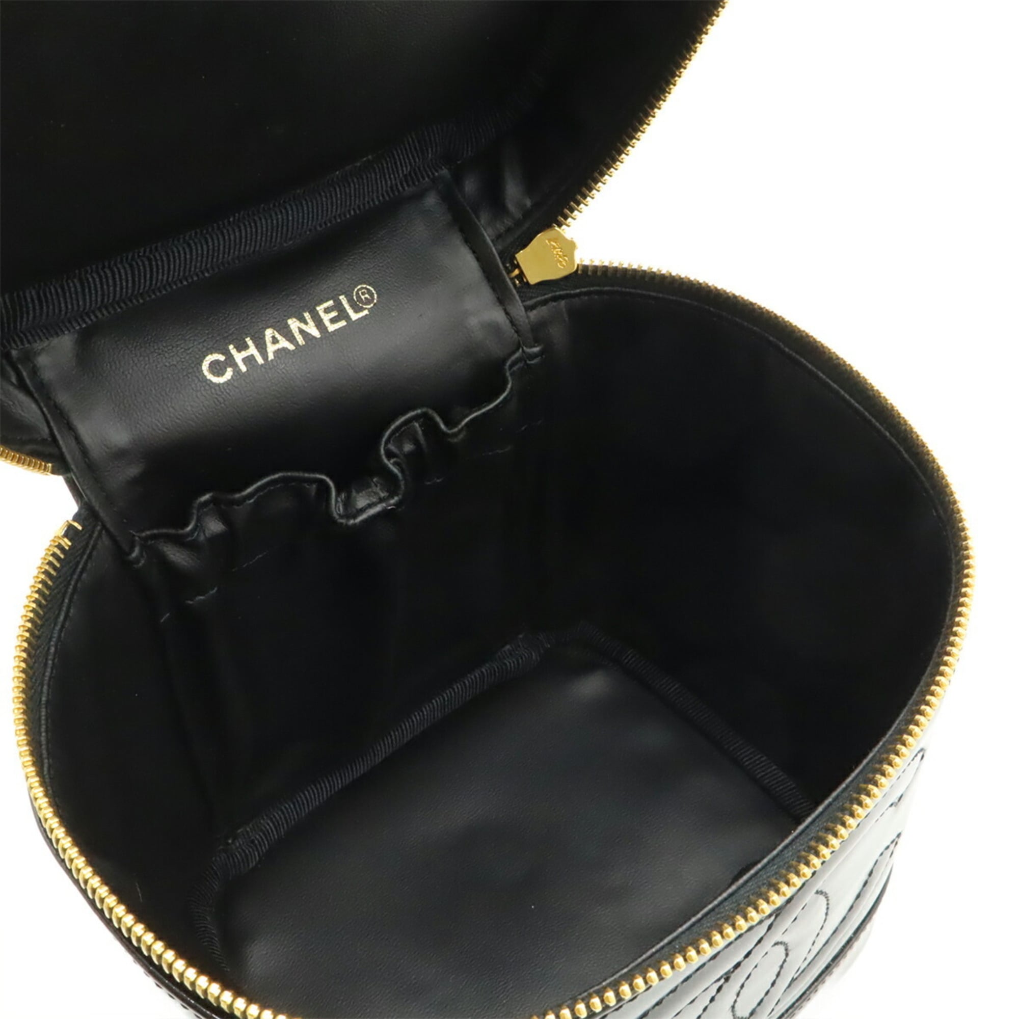 Chanel Black Leather Handbag Vanity Bag (Pre-Owned)