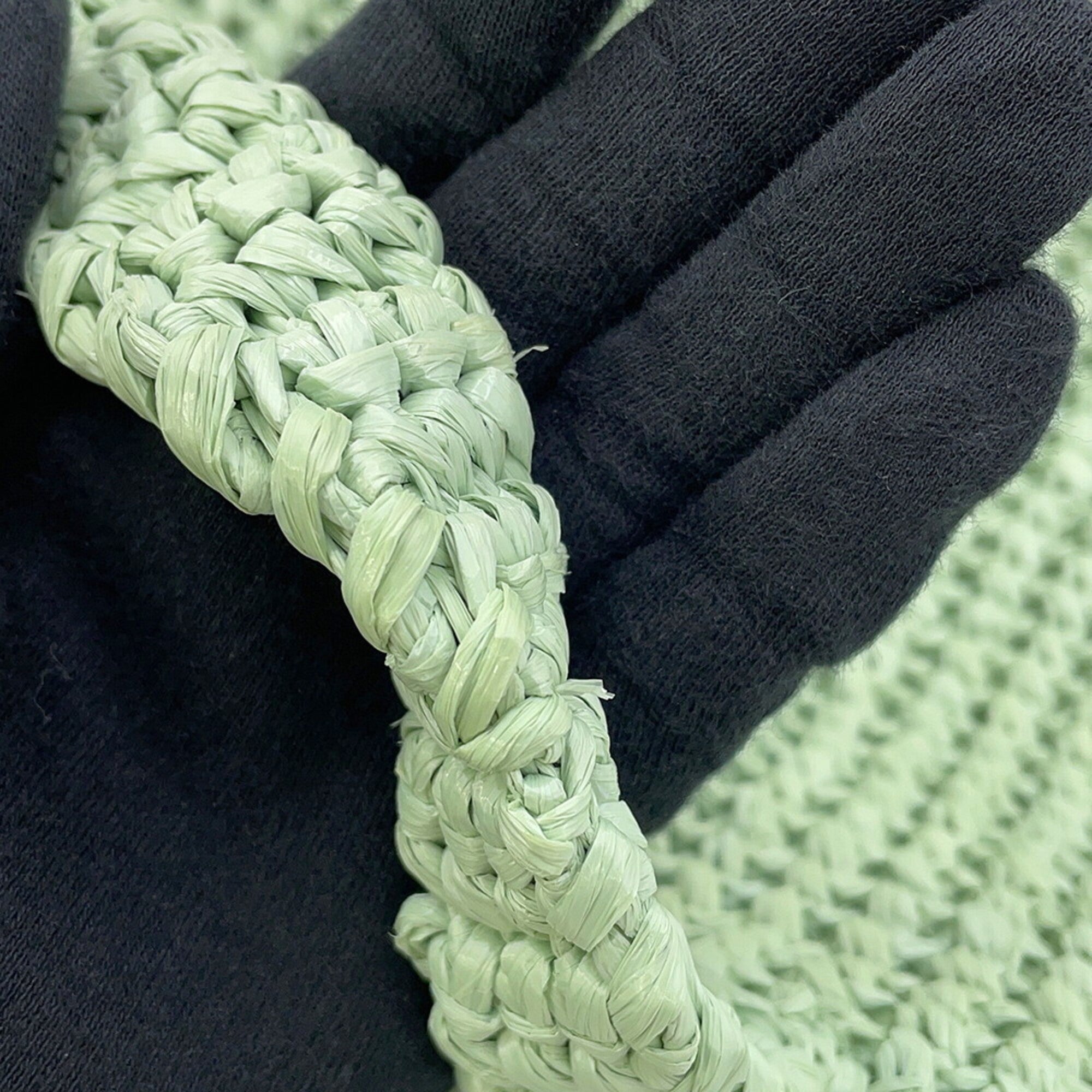 Prada Green Raffia Handbag Tote Bag (Pre-Owned)