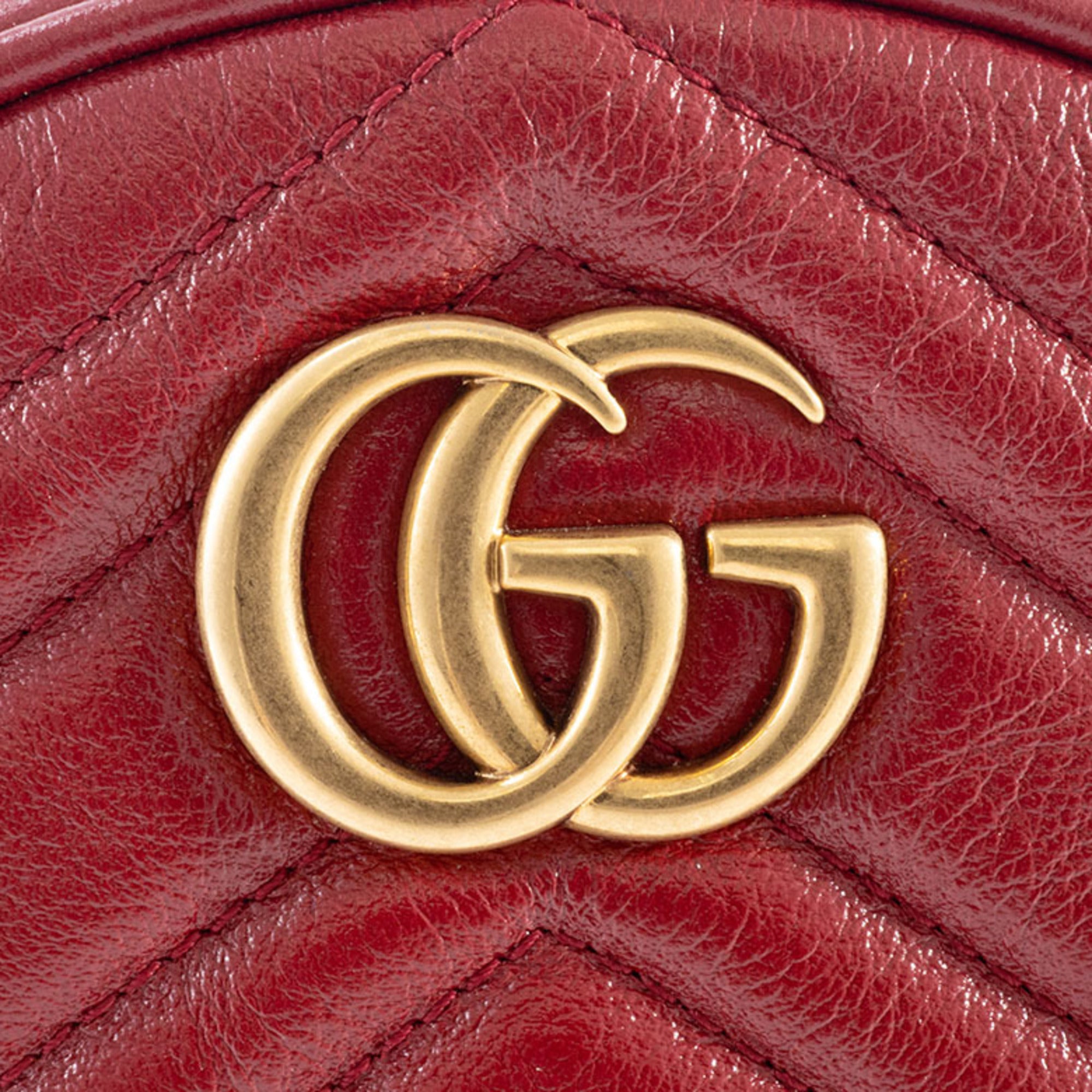 Gucci Red Color Leather Shoulder Bag (Pre-Owned)