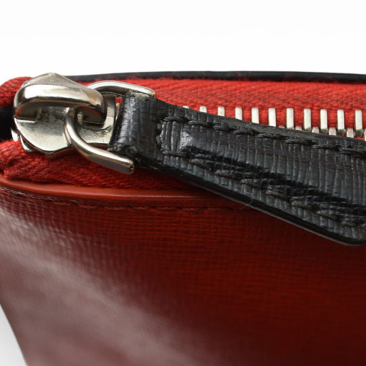 Fendi Black Red Color Canvas Clutch Bag (Pre-Owned)