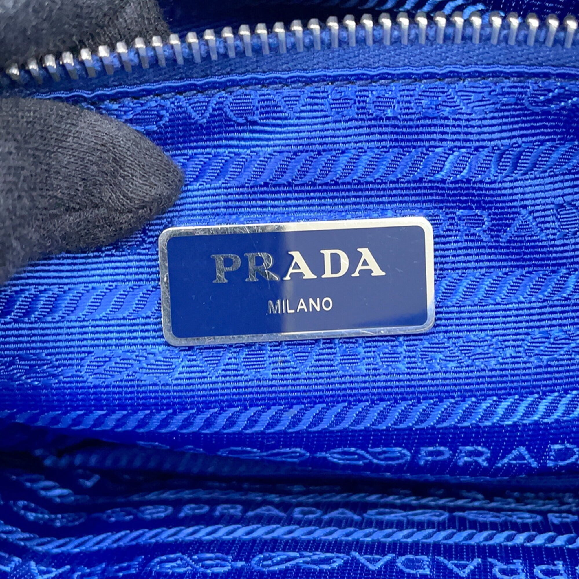 Prada Blue Nylon Handbag Shoulder Bag (Pre-Owned)