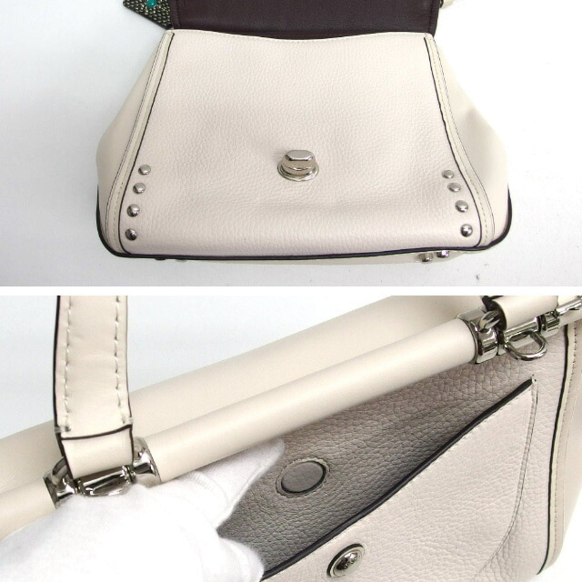 Coach Ivory White Leather Handbag Shoulder Bag (Pre-Owned)