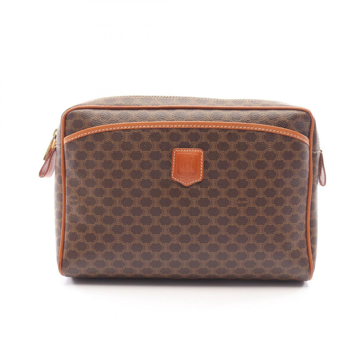 Celine Macadam Brown Coated Canvas Clutch Bag Handbag (Pre-Owned)