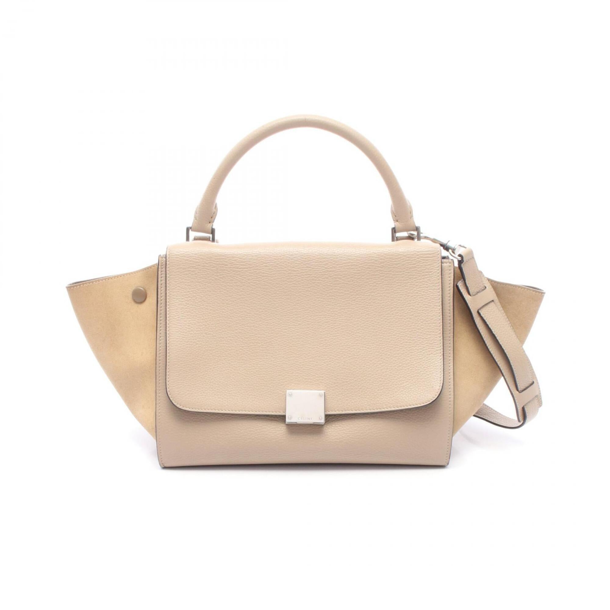 Celine Beige Brown Leather Suede Handbag (Pre-Owned)