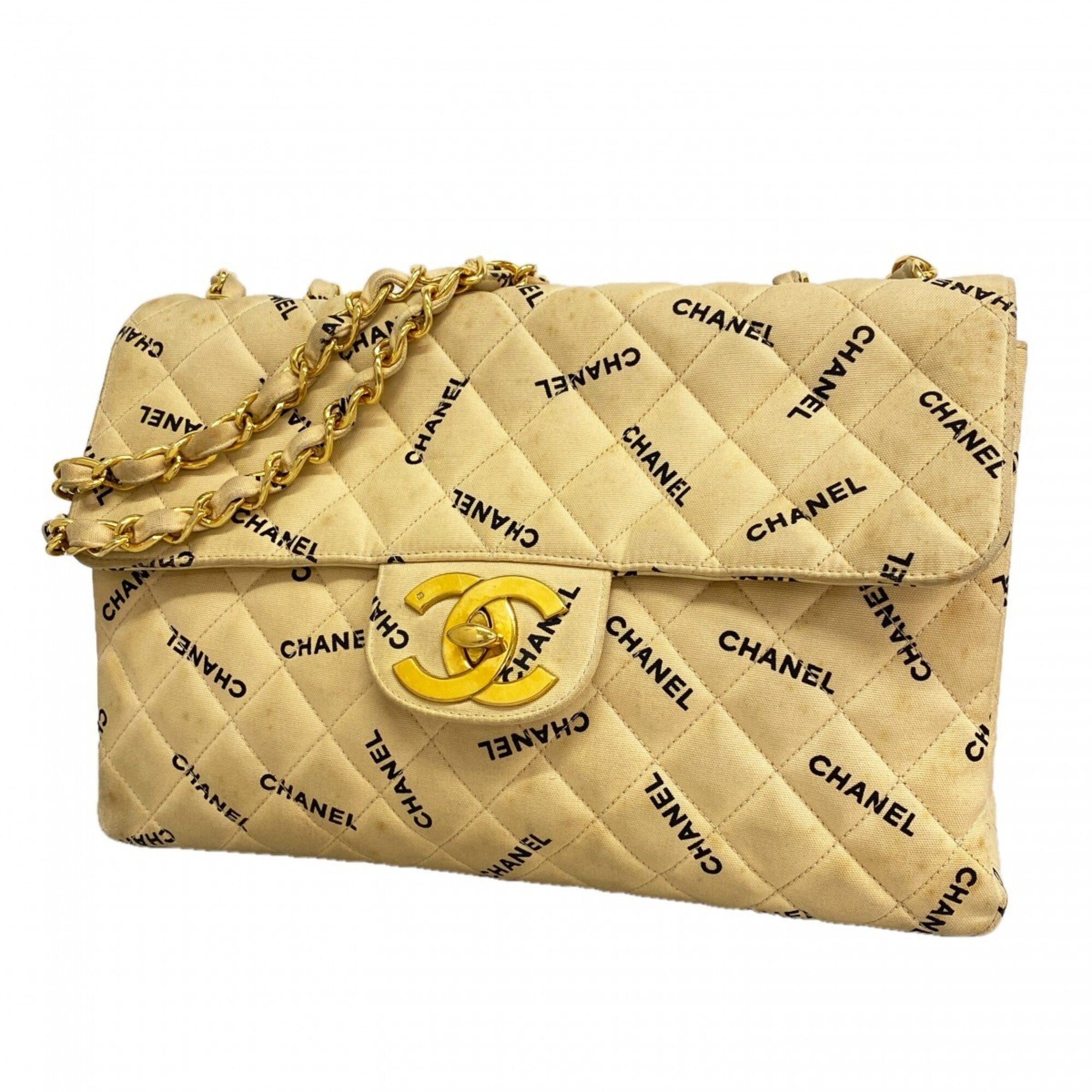 Chanel Beige Canvas Shoulder Bag (Pre-Owned)