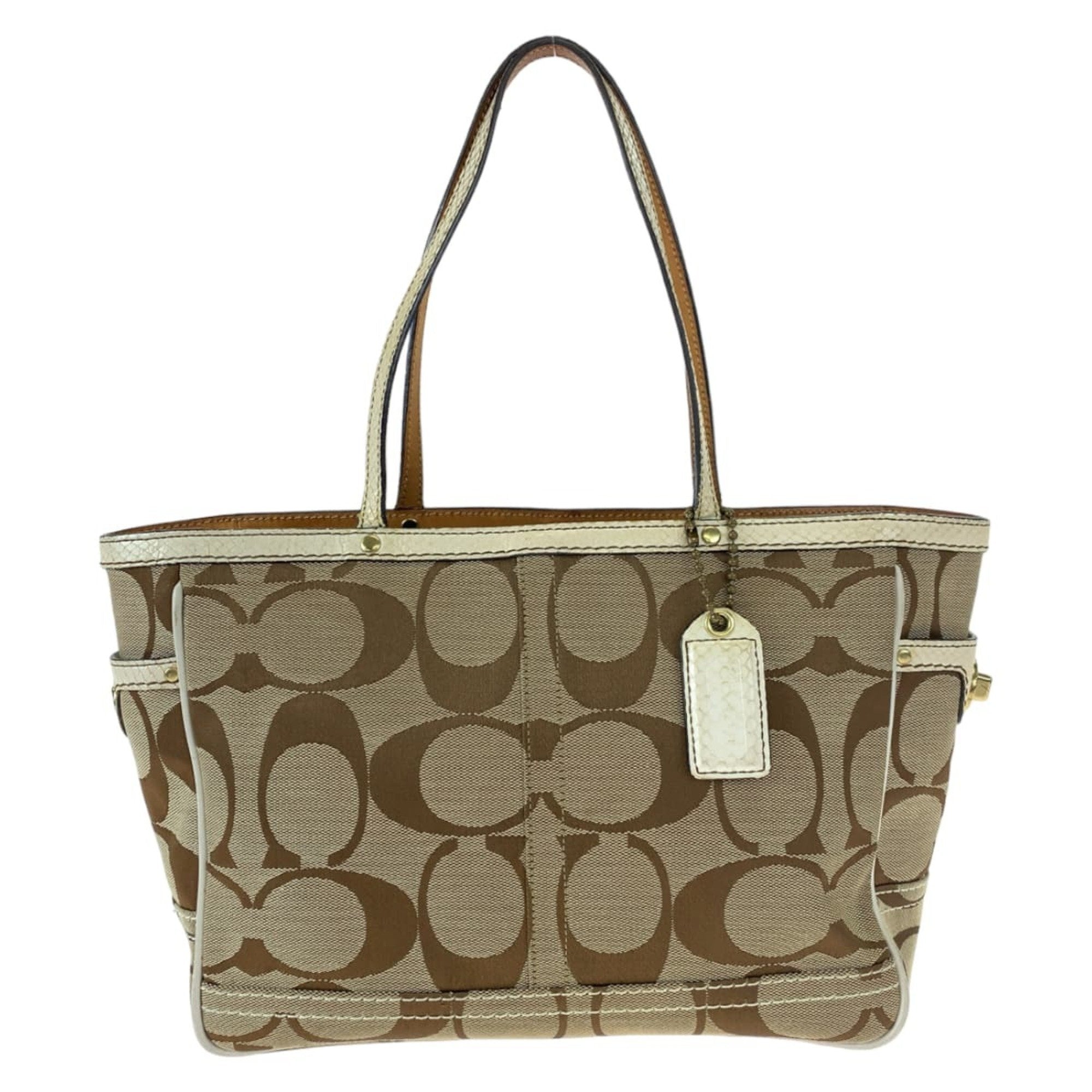 Coach Beige Canvas Handbag Tote Bag (Pre-Owned)