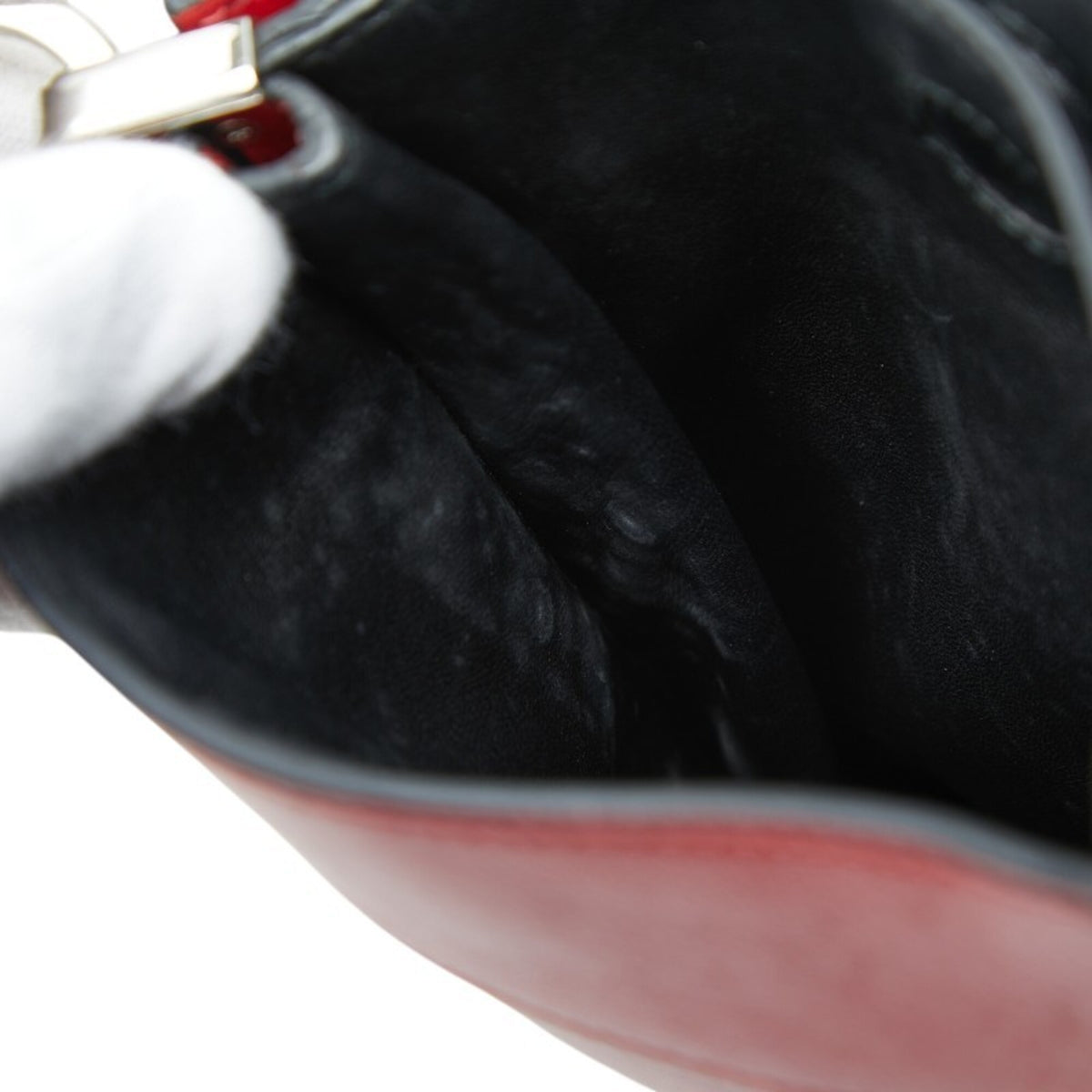 Prada Red Color Leather Handbag Shoulder Bag (Pre-Owned)