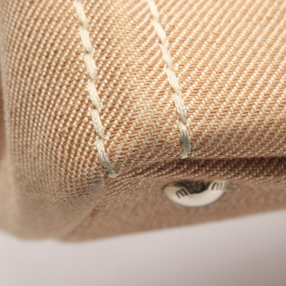 Miu Miu Beige Ivory Canvas Handbag Tote Bag (Pre-Owned)