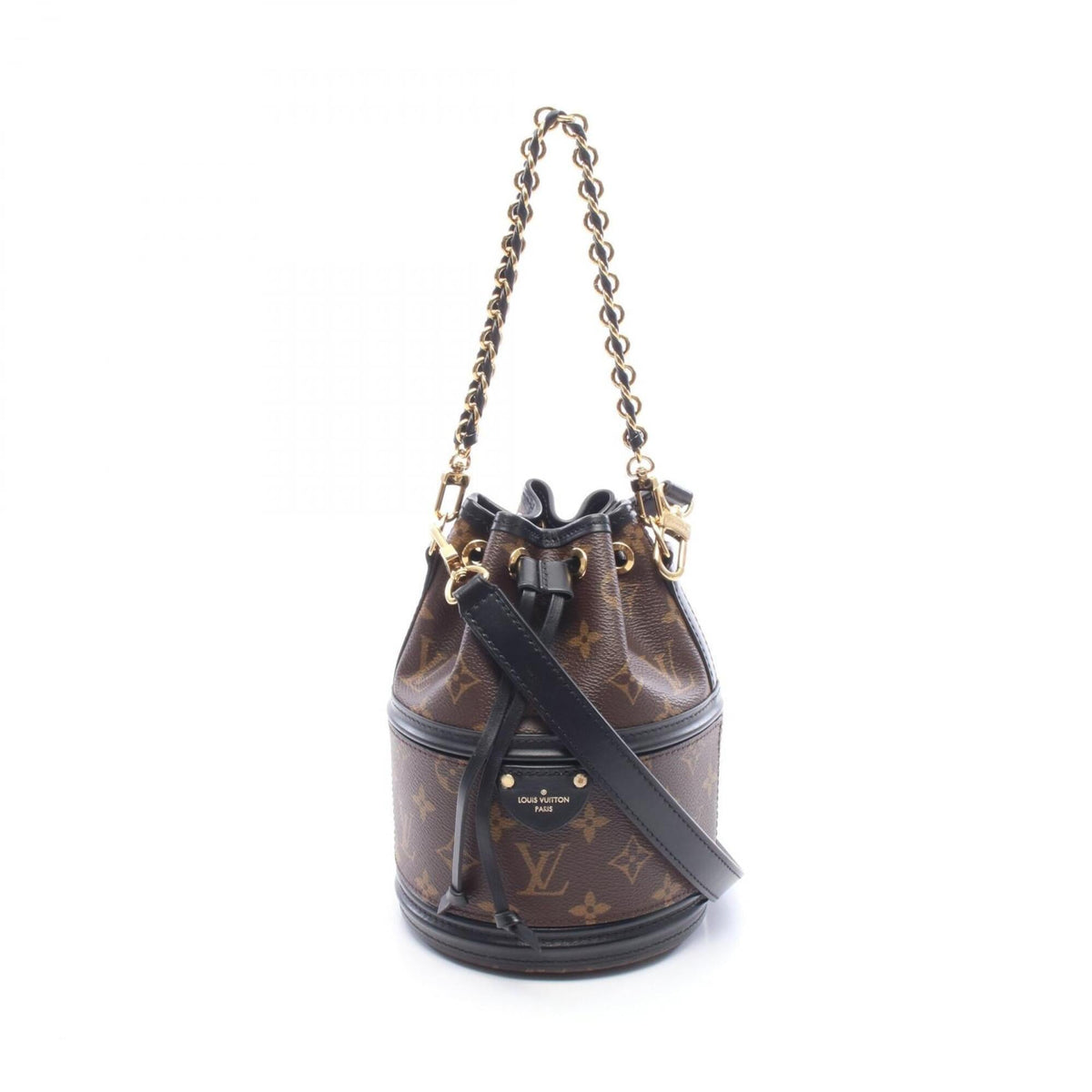 Louis Vuitton Black Brown Monogram Coated Canvas Leather Handbag (Pre-Owned)