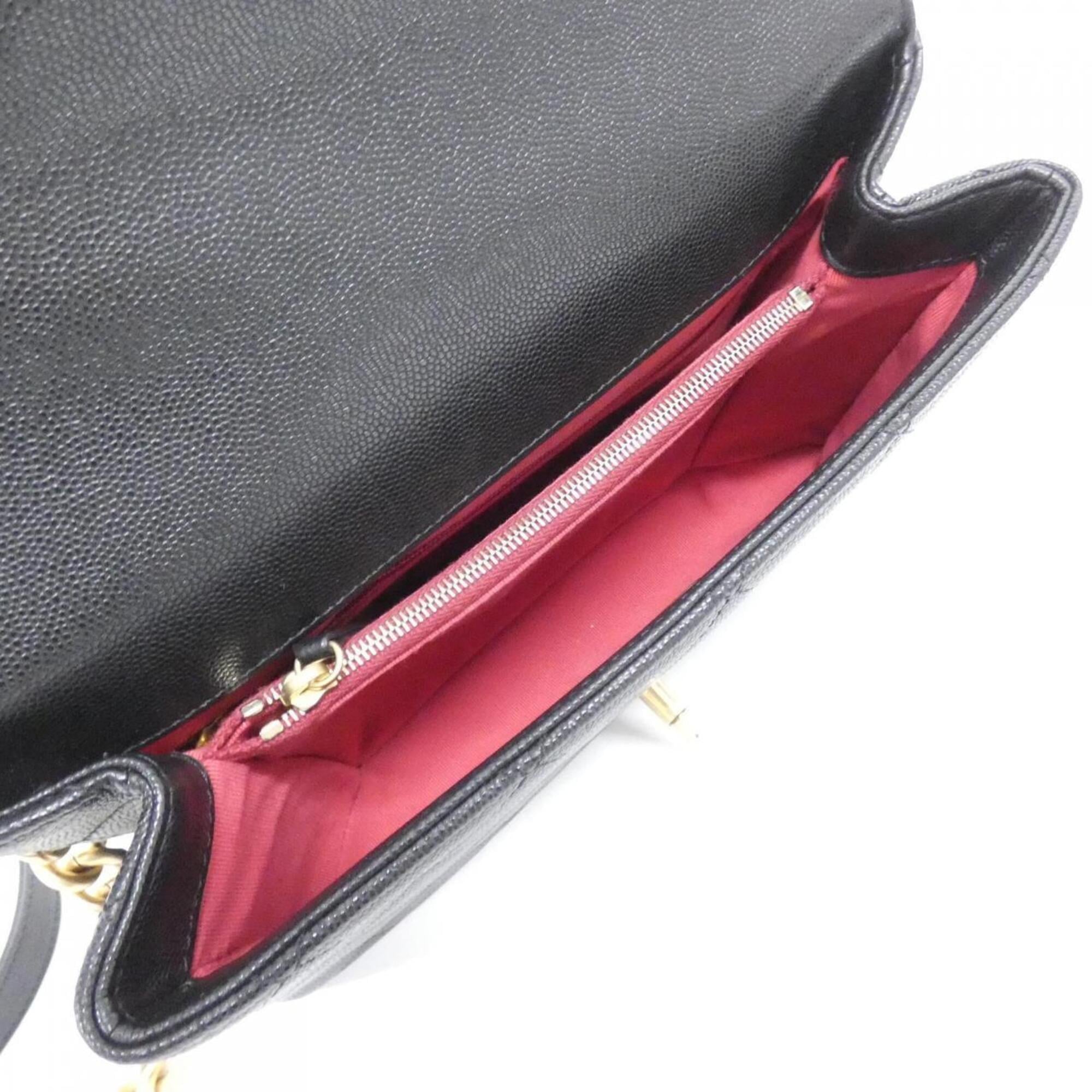 Chanel Black Grained Calfskin Handbag (Pre-Owned)