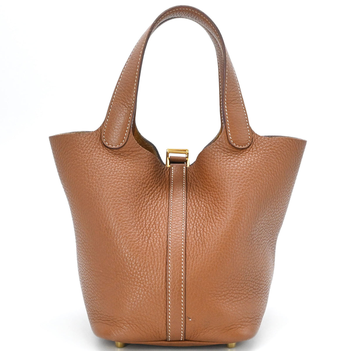 Hermes Picotin Gold Taurillon Clemence Leather Handbag (Pre-Owned)