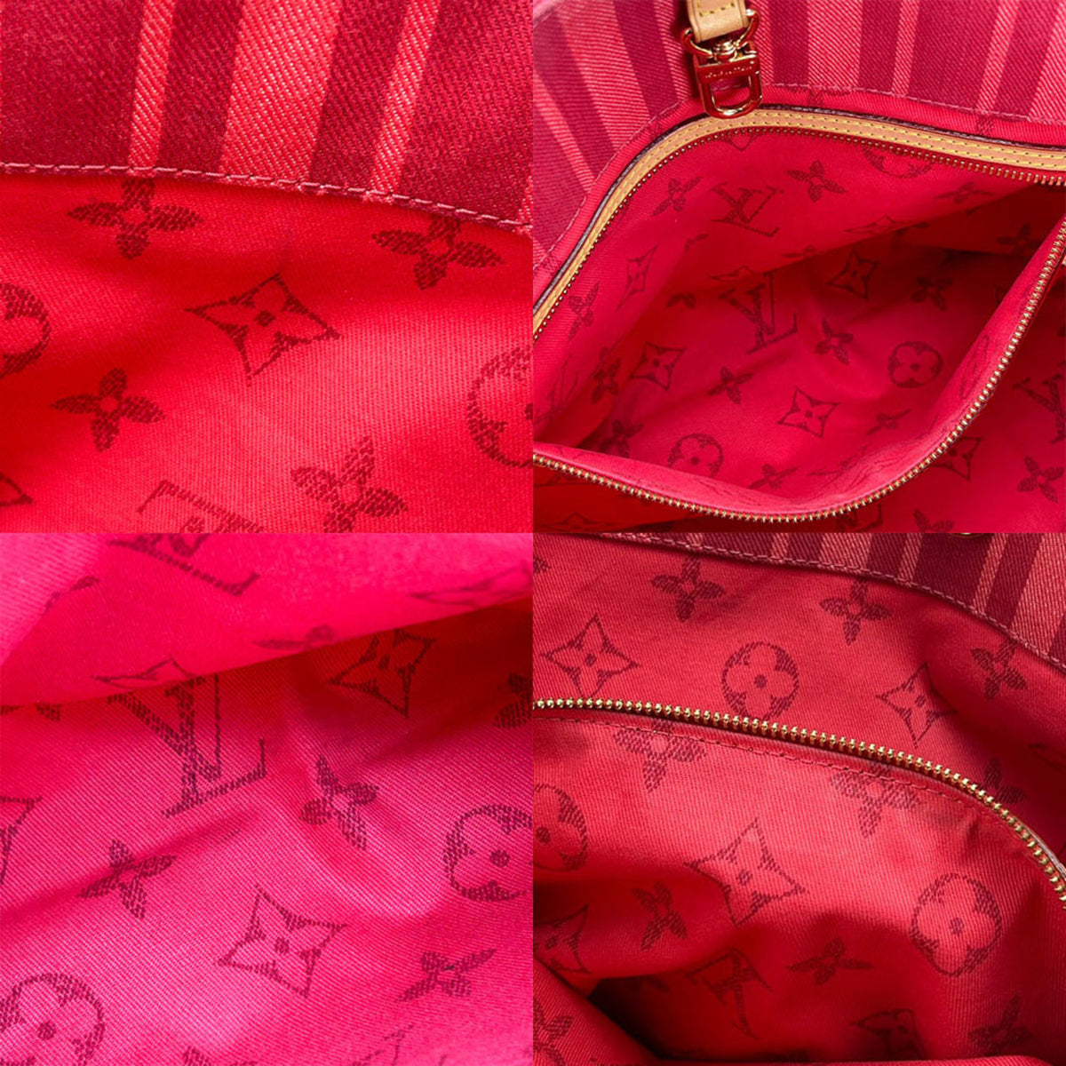 Louis Vuitton Red Color Canvas Tote Bag (Pre-Owned)